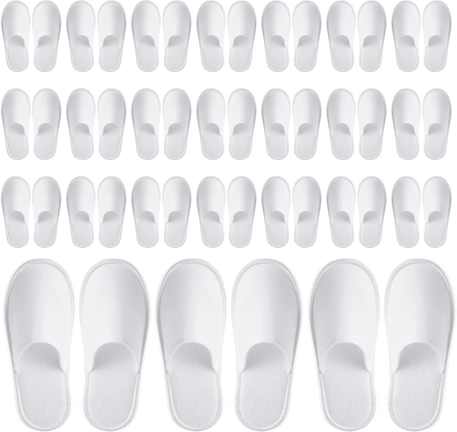 Juvale 24 Pairs Disposable House Slippers for Guests - Bulk Slipper Pack for Hotel, Spa, Travel, Shoeless Home, White Closed Toe (US Men Size 10, Women 11)