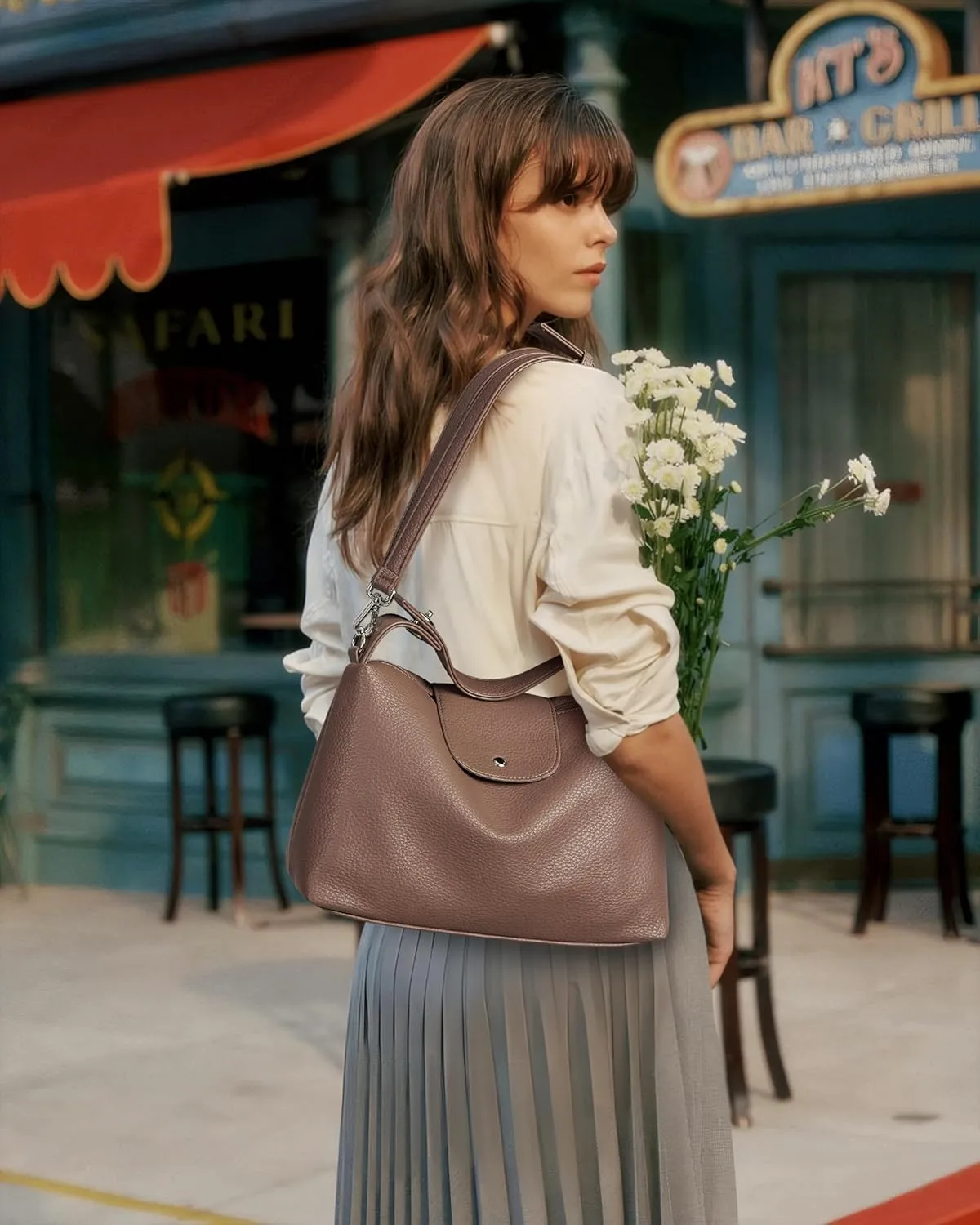KALIDI Soft Vegan Leather Hobo Bag, Crossbody Purses Satchel for Women with Top Handle