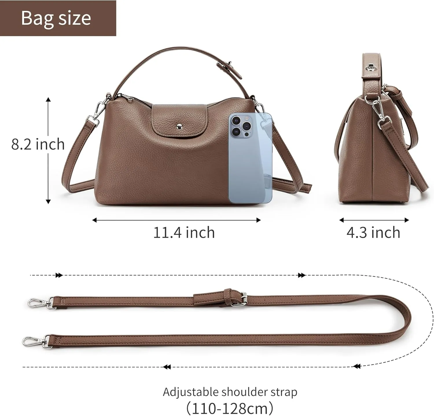 KALIDI Soft Vegan Leather Hobo Bag, Crossbody Purses Satchel for Women with Top Handle