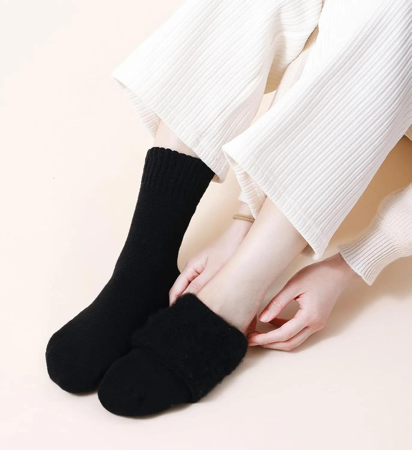 KANAV 7 Pairs Warm Winter Socks for Women Thick Thermal Boot Socks Comfy Slouchy Fuzzy Slipper Socks Cozy Chunky Ankle Socks