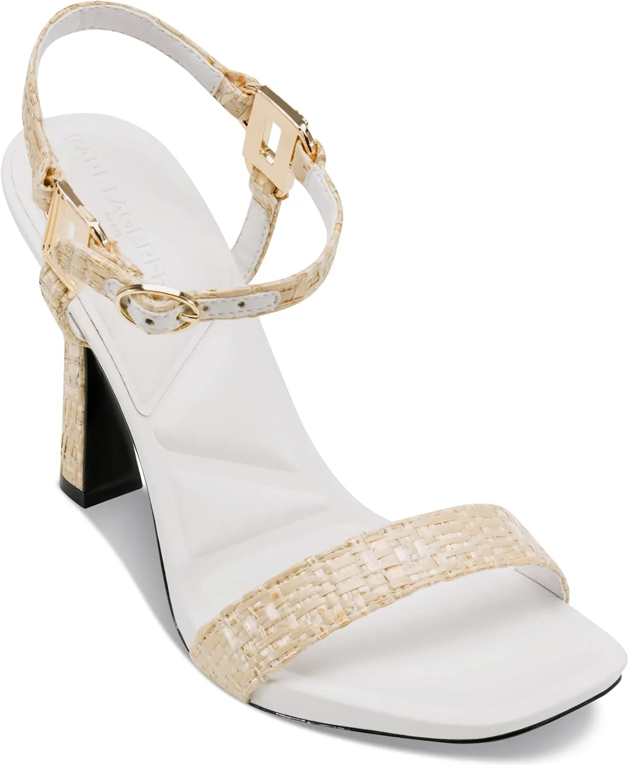 Karl Lagerfeld Paris Women's Evening Cushioned Insole Cybil-Ankle Strap Sandal Heeled