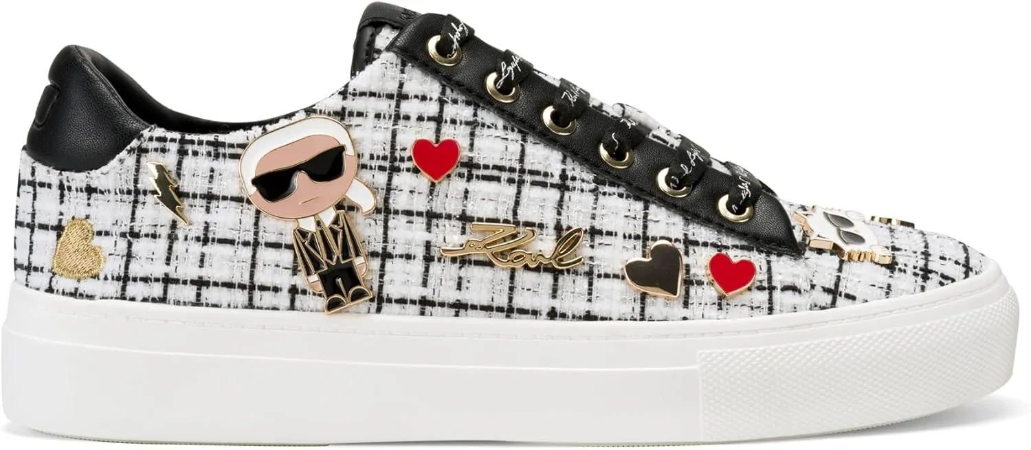 Karl Lagerfeld Paris Women's Everyday Cushioned Insole Cate Pins-Lace Up Shoes Sneaker