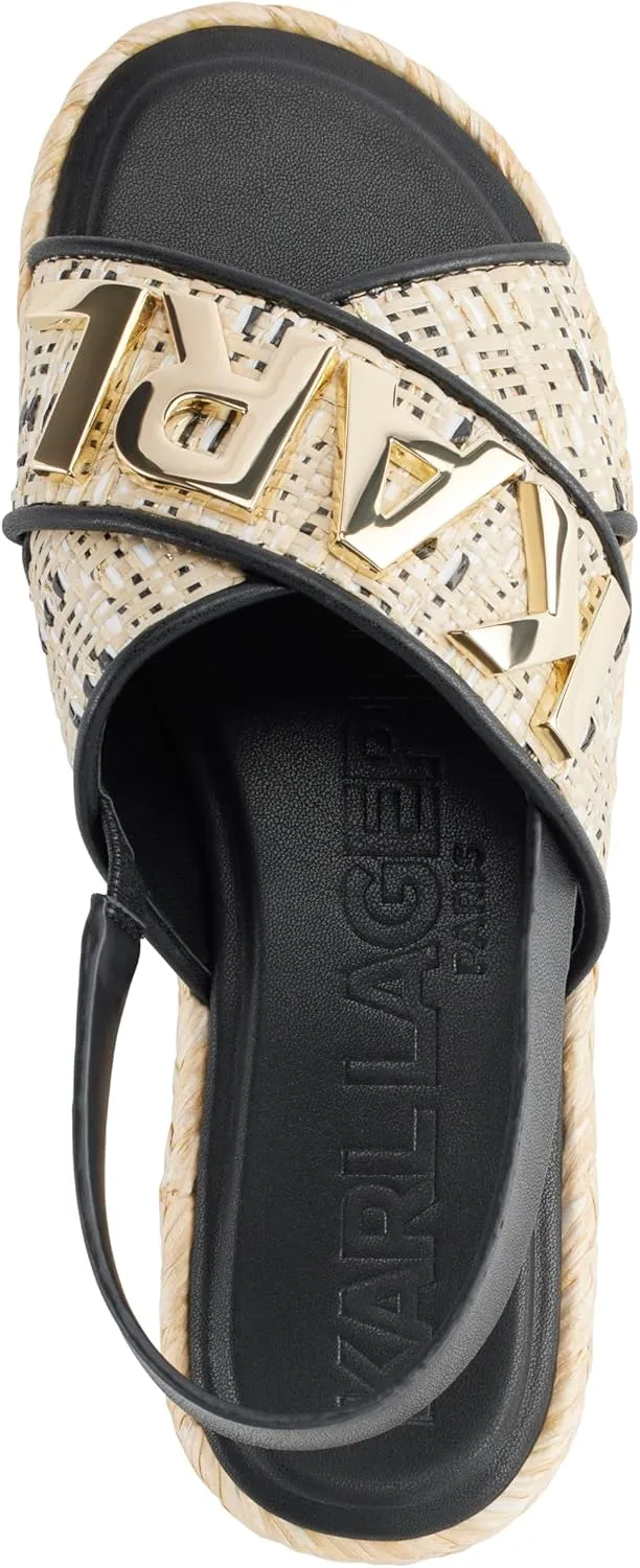 KARL LAGERFELD Women's Cushioned Insole Everyday Charla-Slingback Sandal Flat