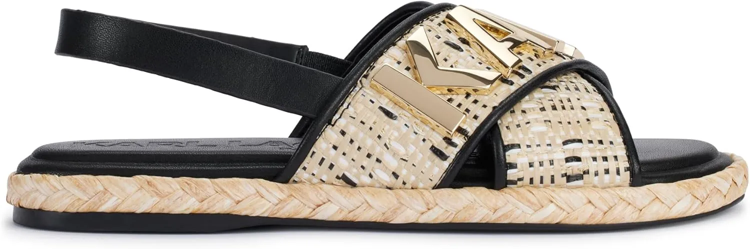 KARL LAGERFELD Women's Cushioned Insole Everyday Charla-Slingback Sandal Flat