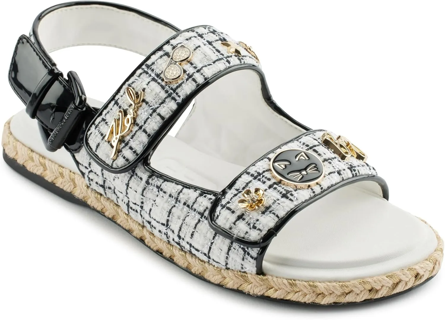 KARL LAGERFELD Women's Cushioned Insole Everyday Charlay-Ankle Strappy Sandal Flat