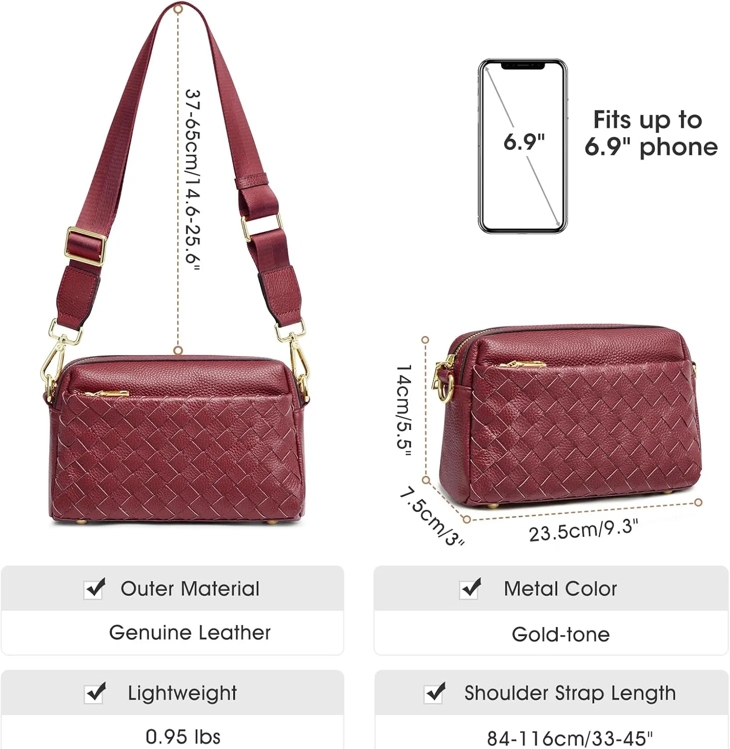 Kattee Woven Bag for Women, Small Soft Genuine Leather Shoulder Purses and Handbags Crossbody
