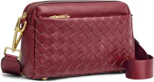 Kattee Woven Bag for Women, Small Soft Genuine Leather Shoulder Purses and Handbags Crossbody