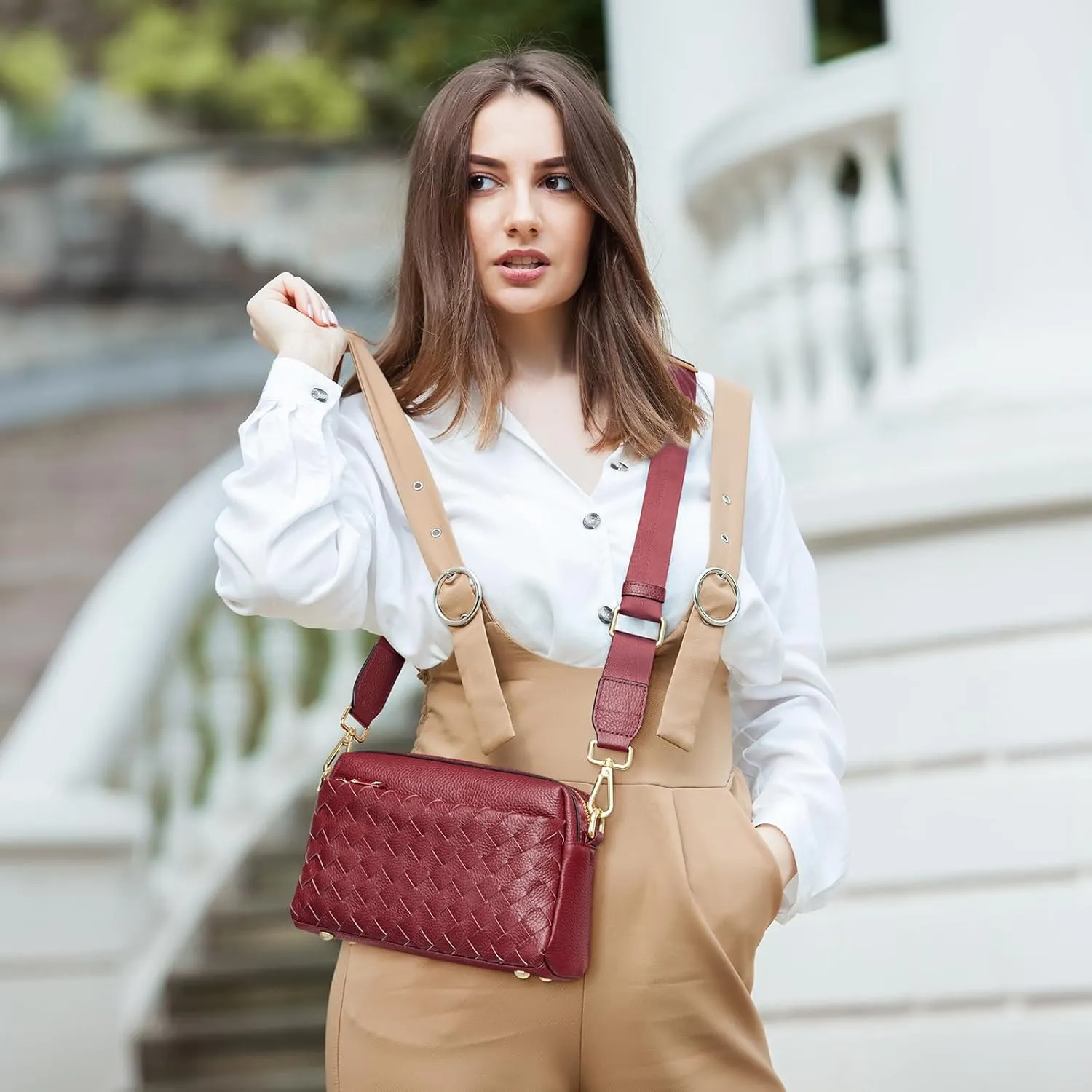 Kattee Woven Bag for Women, Small Soft Genuine Leather Shoulder Purses and Handbags Crossbody