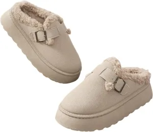 Katutude Women's Slippers Thick Rubber Sole Fleece Lined Snow Boots Slip-On Shoes Soft Comfy Indoor Outdoor Anti-Slip Slipper Shoes