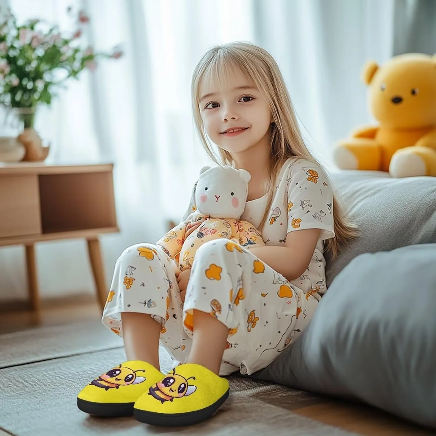 Kids Home Slippers for Boys Girls, Winter Warm House Slippers Non Slip Comfy Slippers for Indoor Outdoor