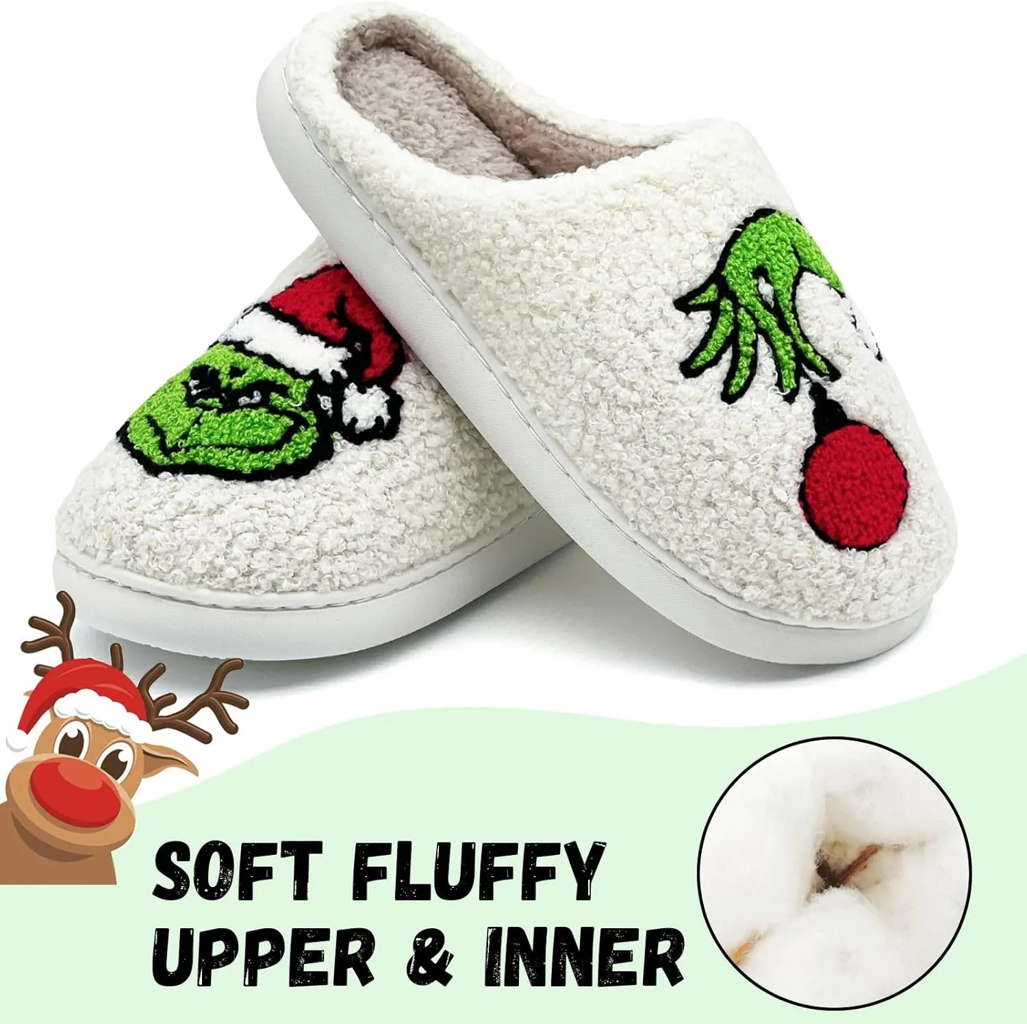 Kids Reindeer Slippers - Soft, Cozy, Non-Slip Indoor Shoes for Toddlers - Christmas Gifts for Boys & Girls