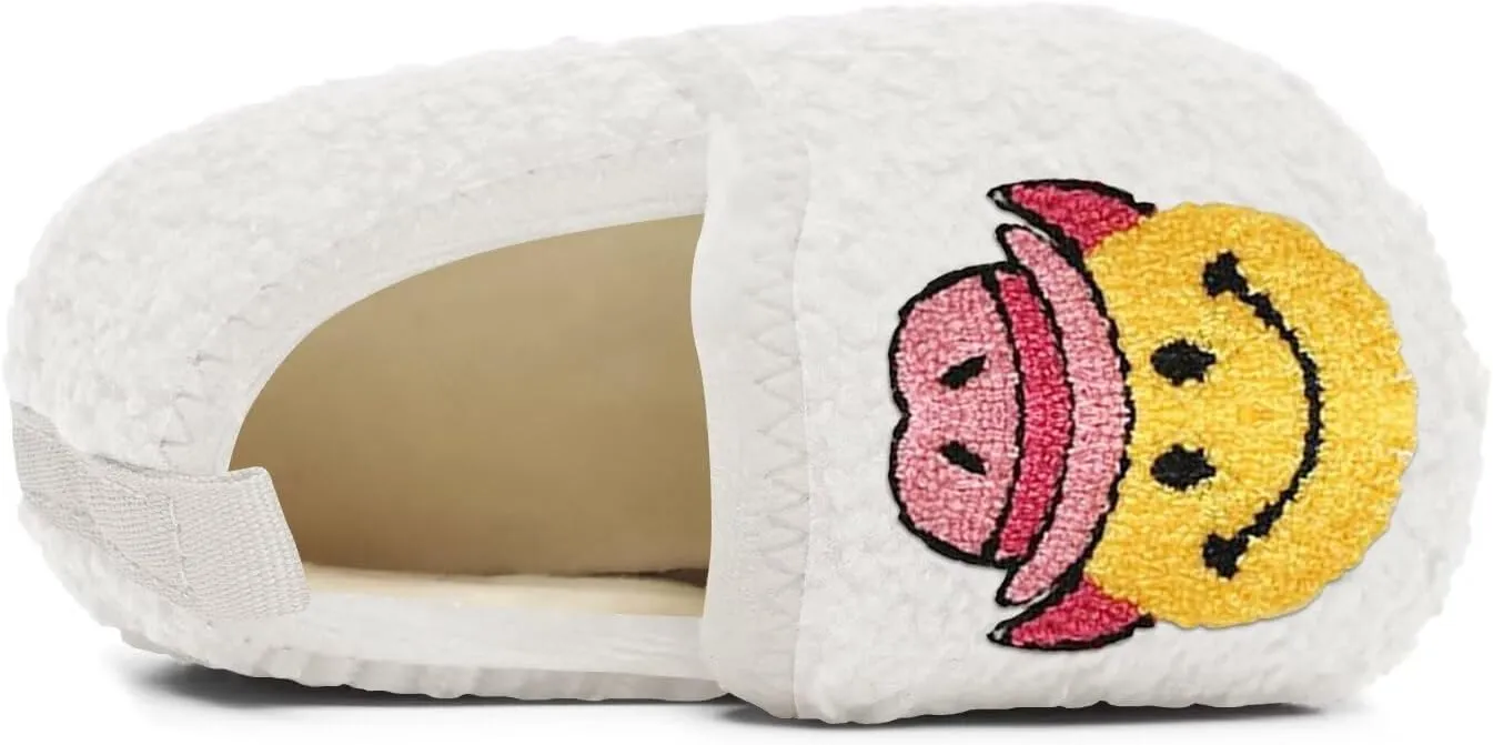 Kids Slippers Toddler Smile Face House Slippers Indoor Home Non-Slip Rubber Sole Shoes Warm Cozy Socks