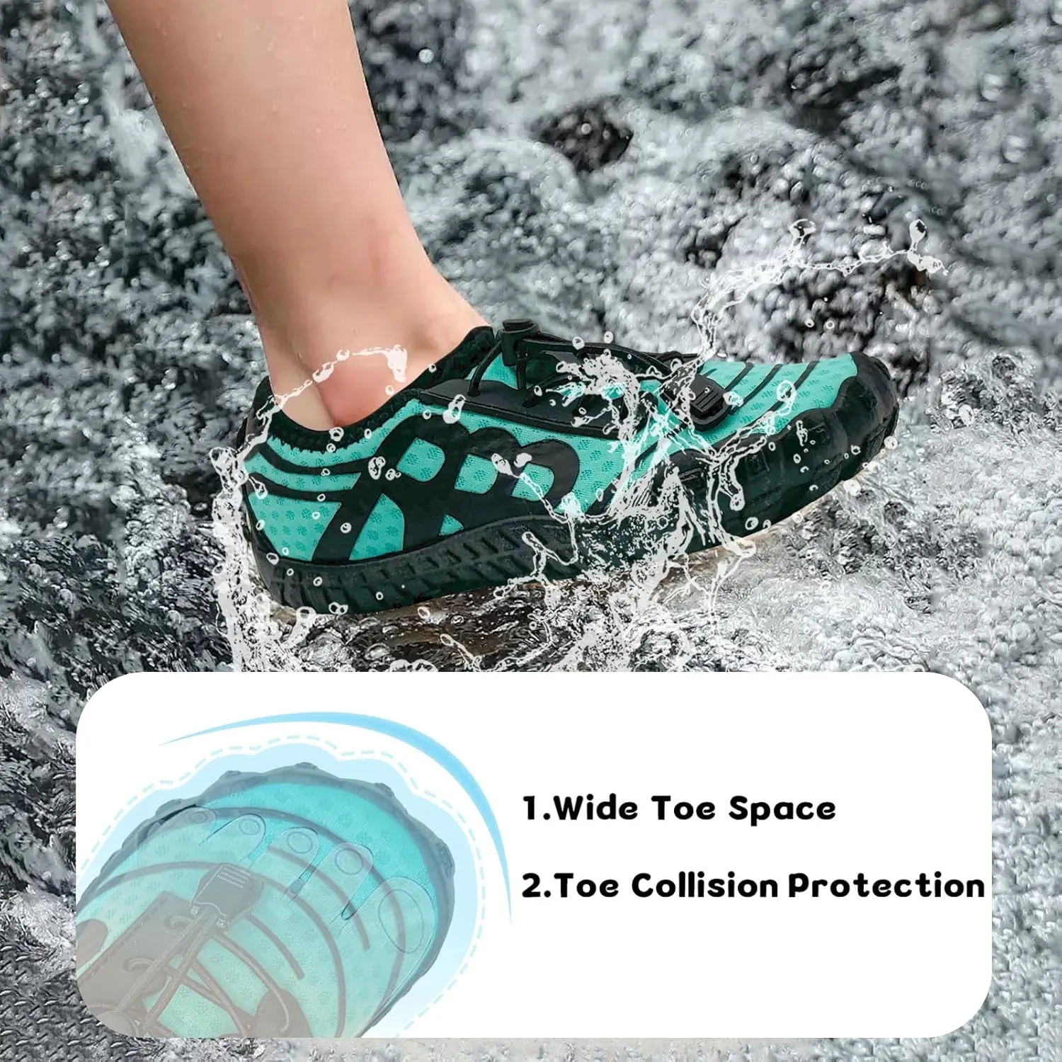 Kids Water Shoes Boys Girls Quick-Dry Beach Lightweight Toddler Barefoot Shoes Slip On Soft Walking Sneakers for Swim Beach Pool Black
