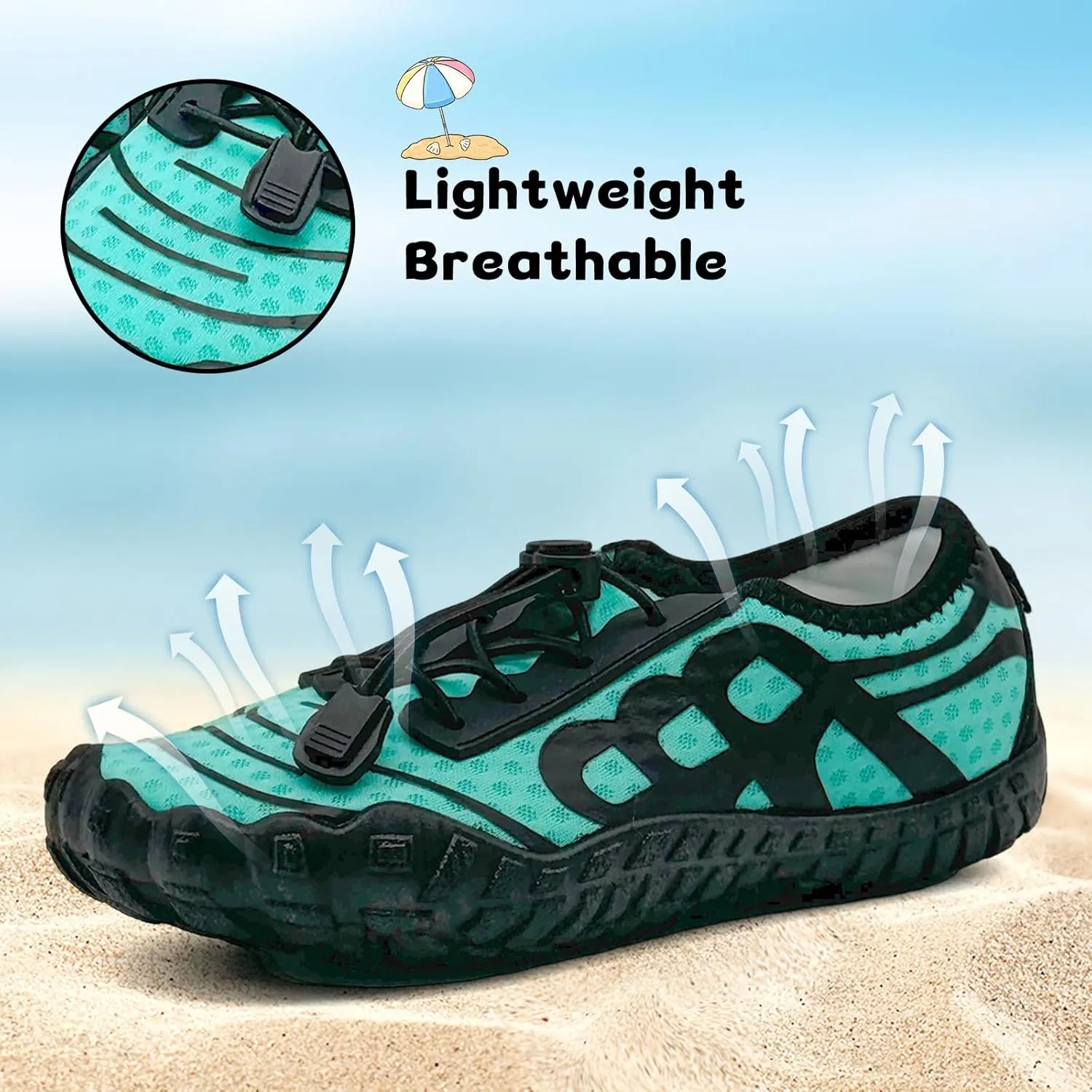 Kids Water Shoes Boys Girls Quick-Dry Beach Lightweight Toddler Barefoot Shoes Slip On Soft Walking Sneakers for Swim Beach Pool Black