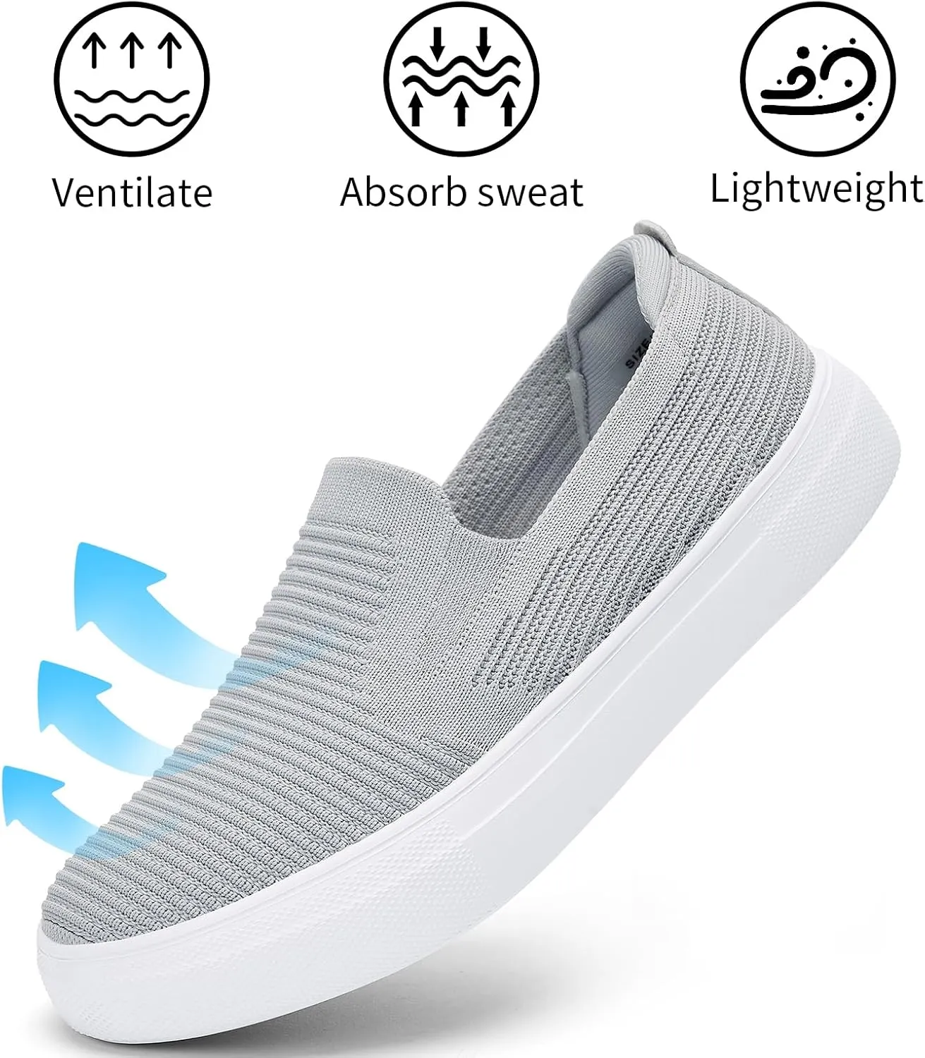 konhill Loafers for Women Slip on Walking Shoes Knit Breathable Tennis Work Comfortable Casual Fashion Sneakers