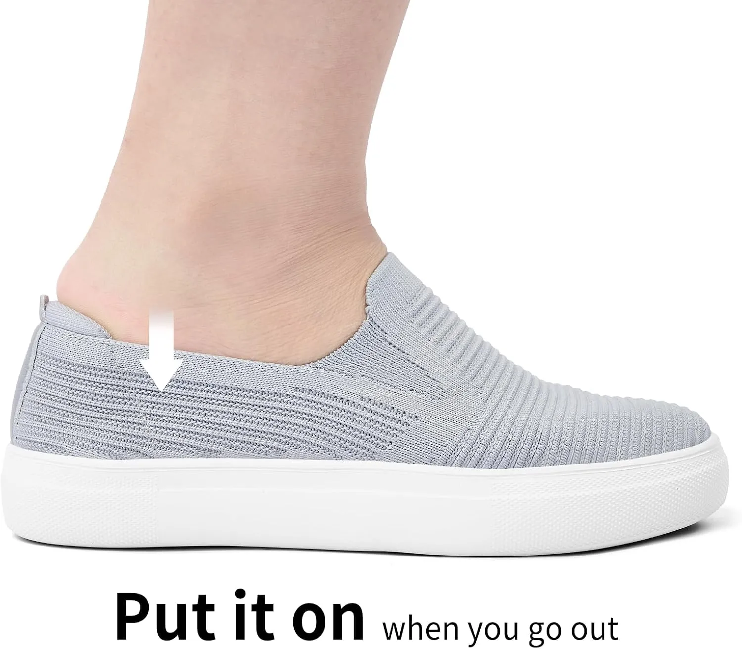 konhill Loafers for Women Slip on Walking Shoes Knit Breathable Tennis Work Comfortable Casual Fashion Sneakers