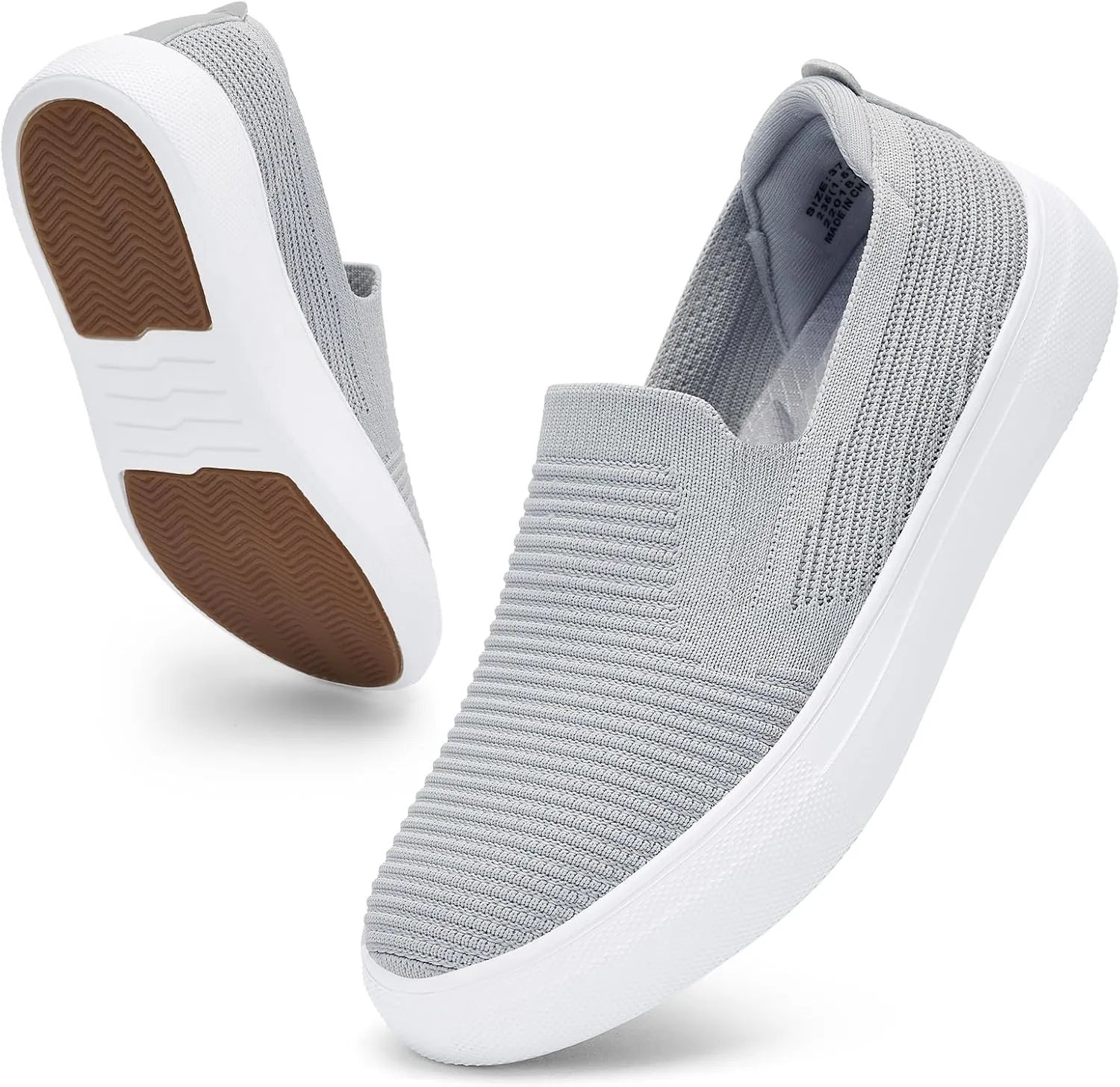 konhill Loafers for Women Slip on Walking Shoes Knit Breathable Tennis Work Comfortable Casual Fashion Sneakers