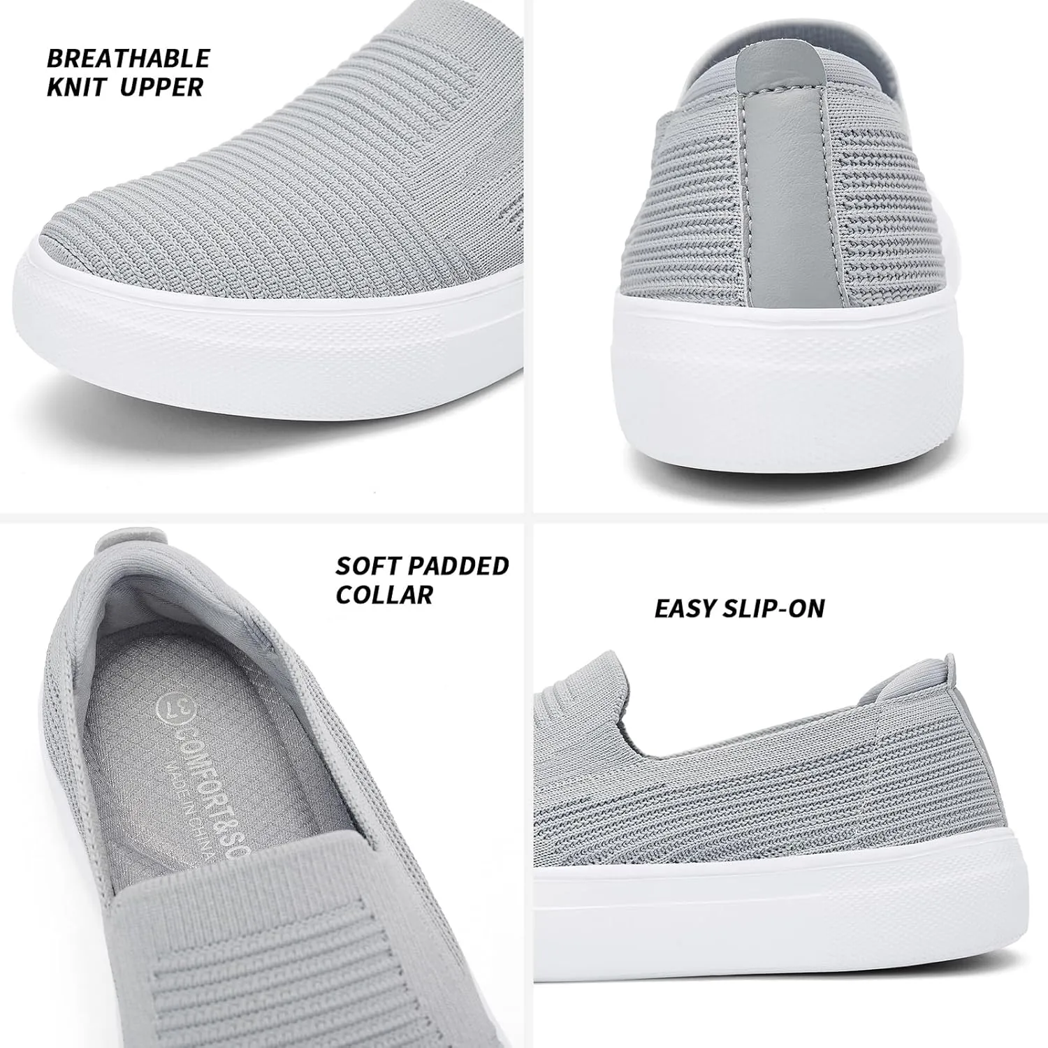 konhill Loafers for Women Slip on Walking Shoes Knit Breathable Tennis Work Comfortable Casual Fashion Sneakers