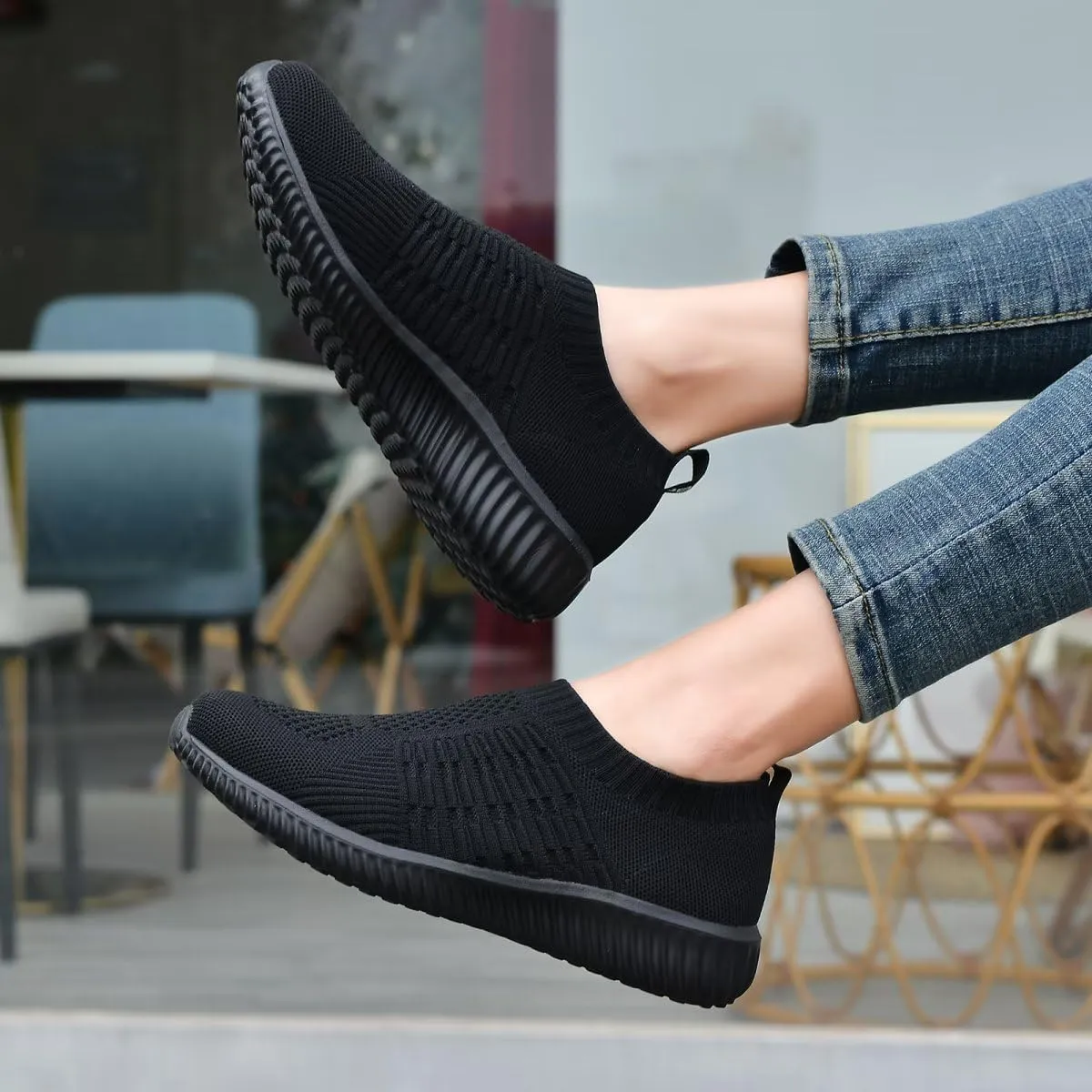 konhill Women's Slip On Walking Shoes Breathable Mesh Sneakers Work Casual Tennis Shoes
