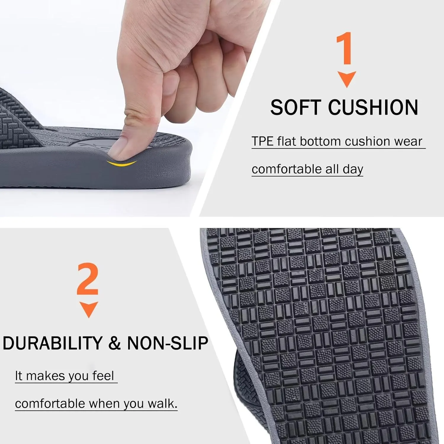 KuaiLu Mens Flip Flops Arch Support Comfortable Summer Beach Thong Sandals Yoga Foam Cushion Slip on Slippers