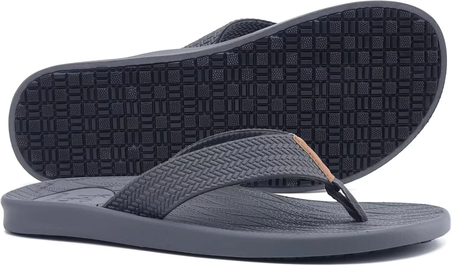 KuaiLu Mens Flip Flops Arch Support Comfortable Summer Beach Thong Sandals Yoga Foam Cushion Slip on Slippers