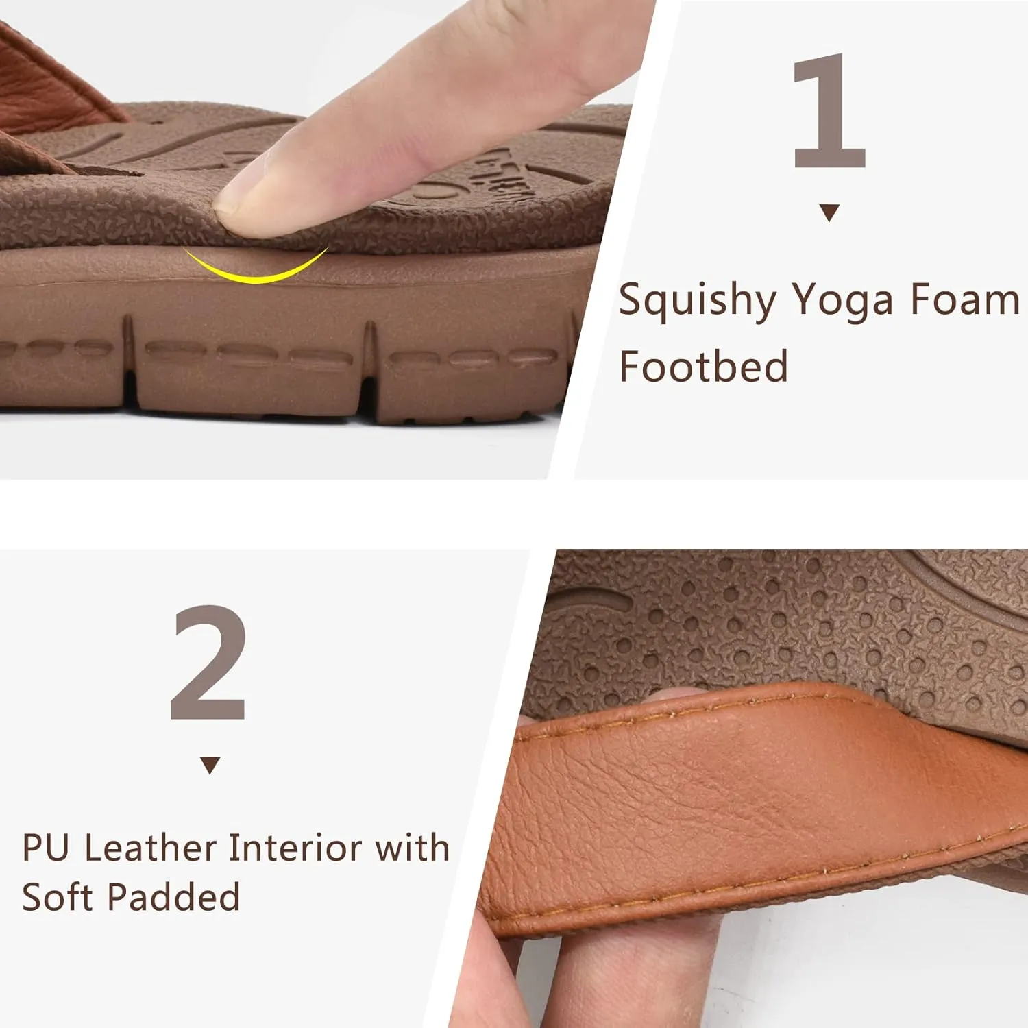 KuaiLu Womens Casual Flip Flops Yoga Mat Comfortable Cushion Arch Support Walking Thong Sandals Lightweight Non-Slip Summer Beach Slippers
