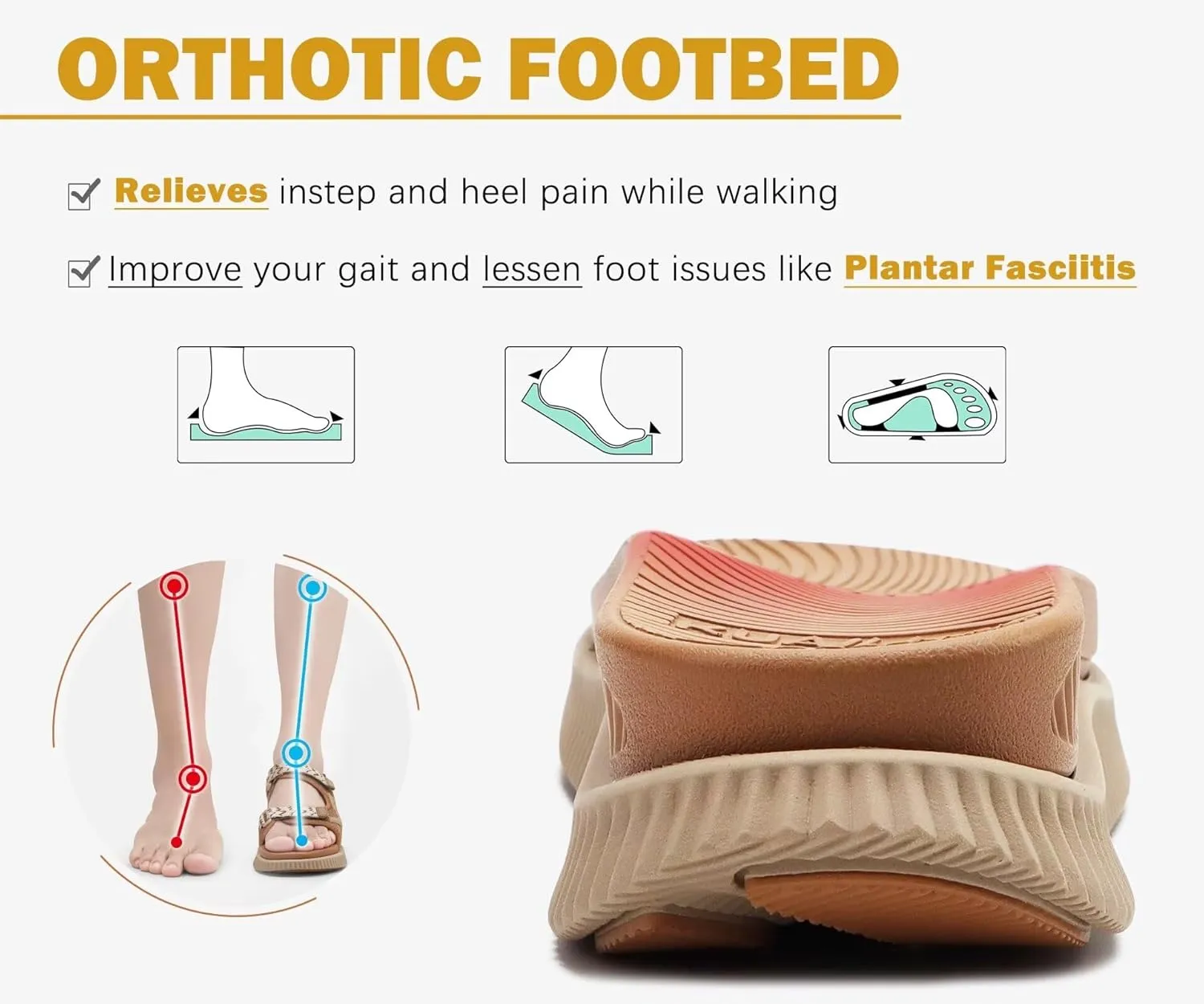 KuaiLu Womens Orthopedic Walking Sandals with Comfortable Arch Support Recovery Sport Relief Plantar Fasciitis Summer Outdoor Hiking Adjustable Strap Platform Cushion Shoes