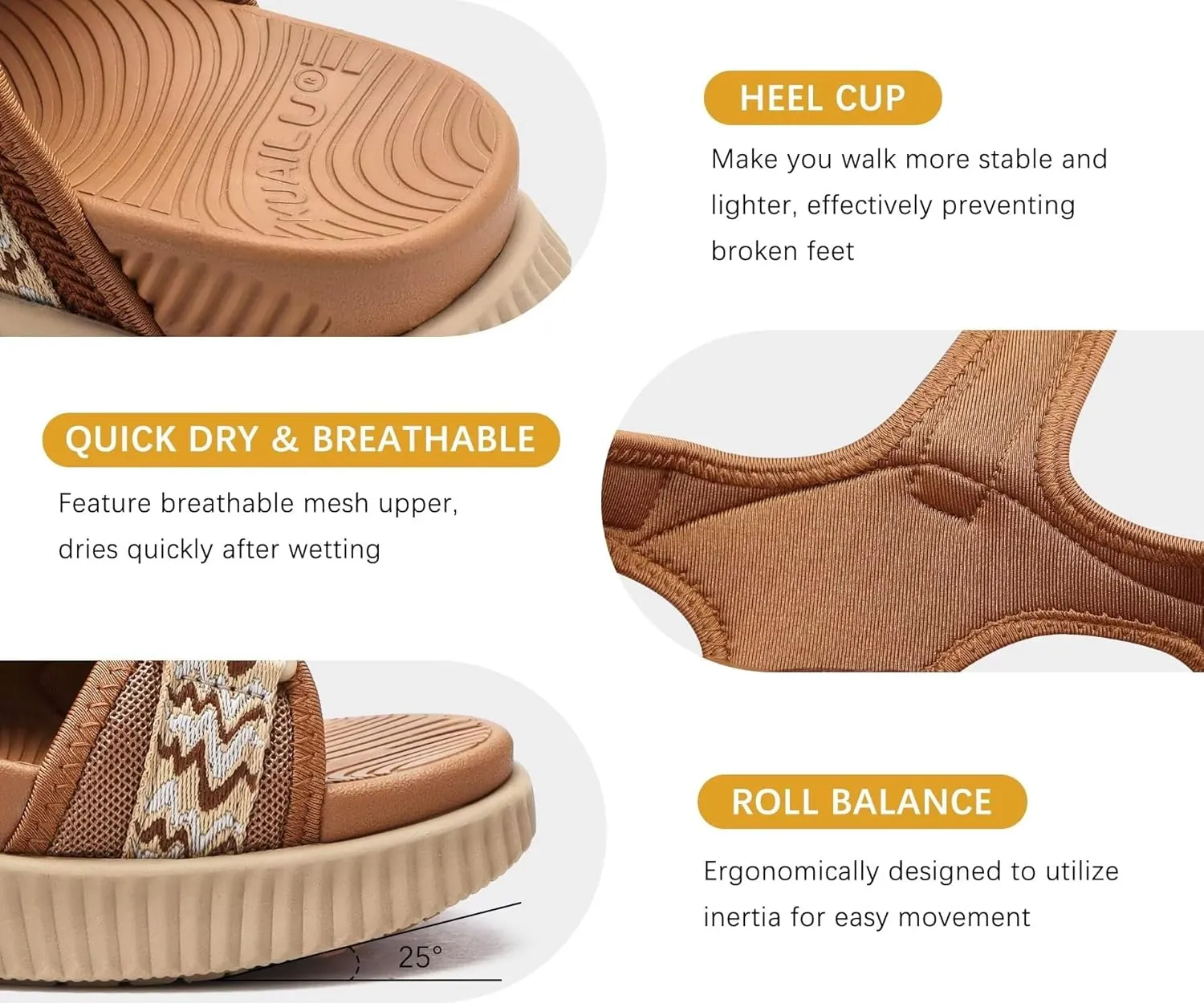 KuaiLu Womens Orthopedic Walking Sandals with Comfortable Arch Support Recovery Sport Relief Plantar Fasciitis Summer Outdoor Hiking Adjustable Strap Platform Cushion Shoes