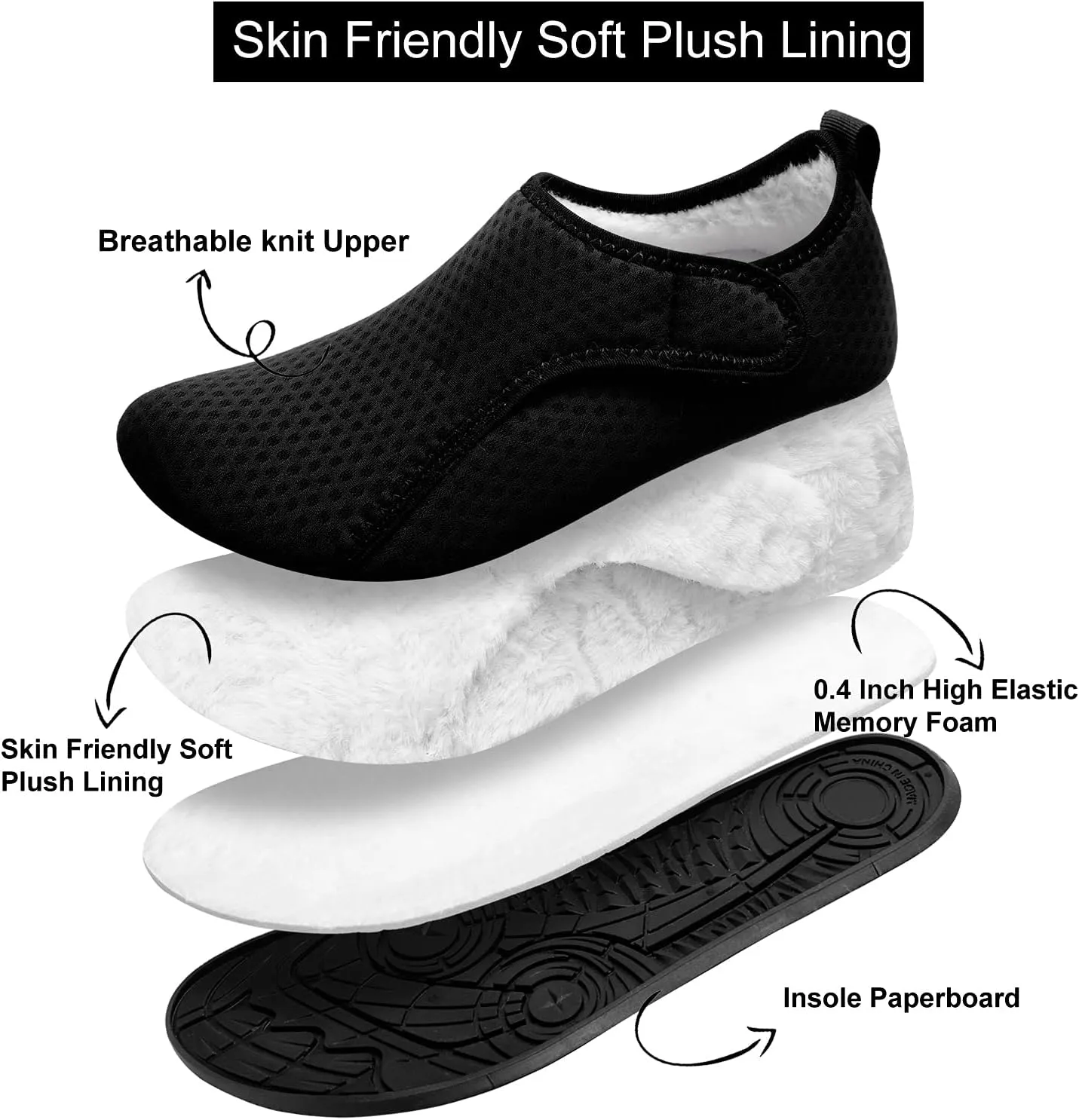 L-RUN Womens Mens House Slippers Indoor Home Shoes Warm Barefoot Slippers Outdoor House Shoes Anti-slip