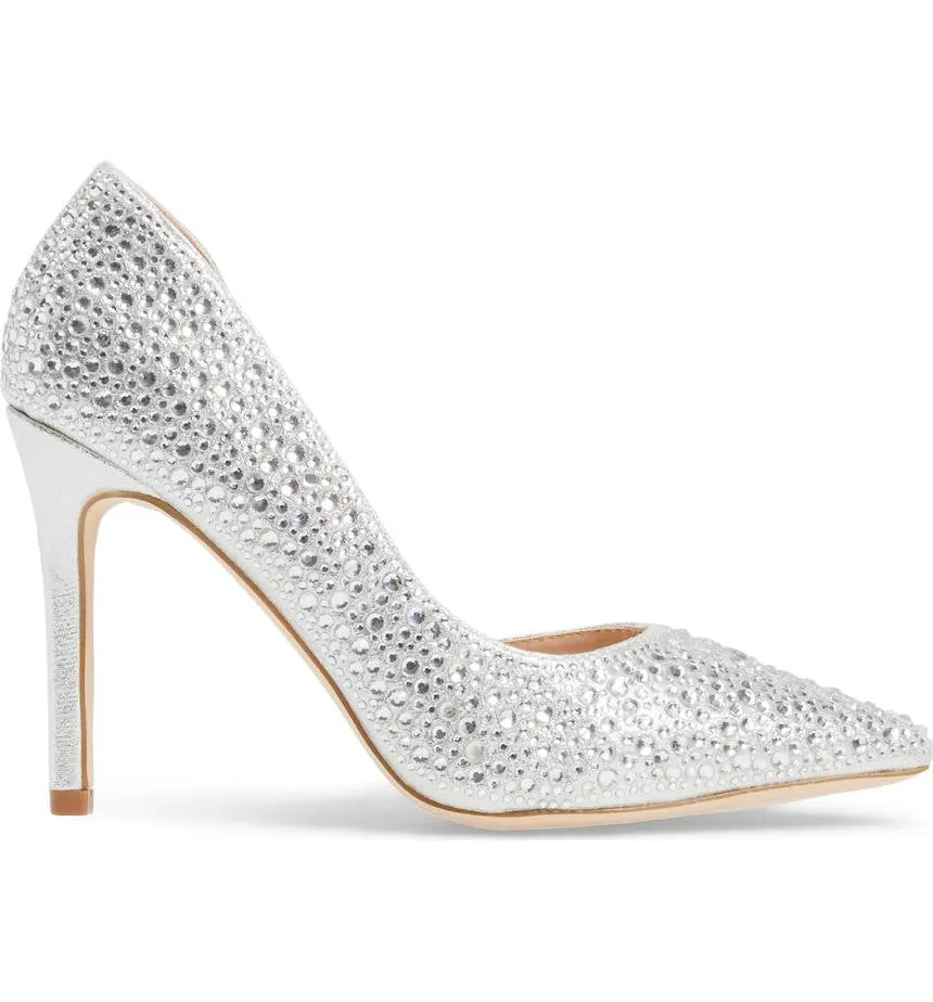 Lauren Rhinestone Ruby Embellished Multi-zone Shimmer Lorraine Pumps Half Silver Pointed Customer-friendly