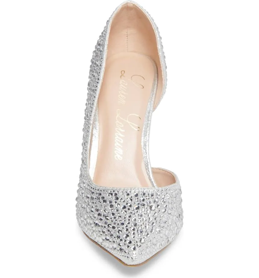 Lauren Rhinestone Ruby Embellished Multi-zone Shimmer Lorraine Pumps Half Silver Pointed Customer-friendly