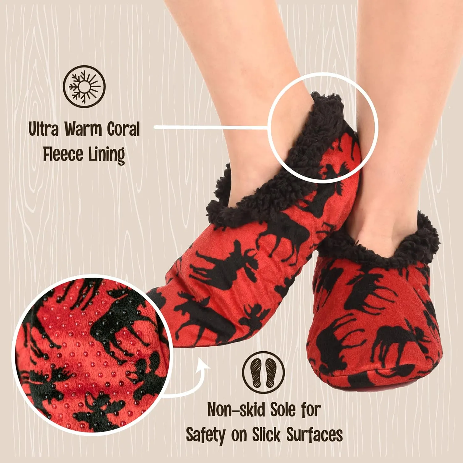 Lazy One Fuzzy Feet Slipper Socks for Women, Cute Fleece-Lined House Slippers, Non-Skid Slipper Socks