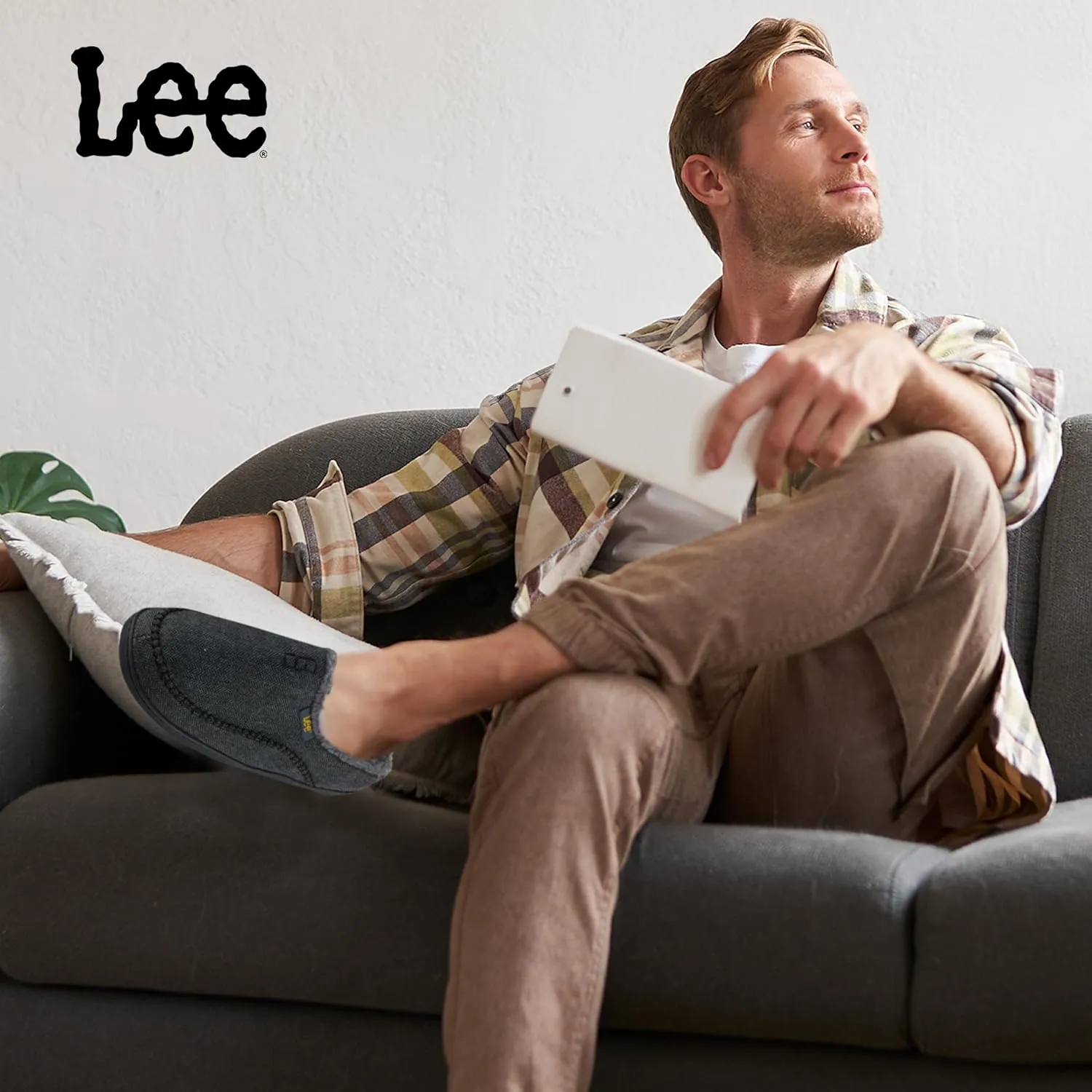 Lee Mens Slippers Gifts for Men House Slippers for Men Slip On Sherpa Fur Indoor Outdoor Casual Cozy