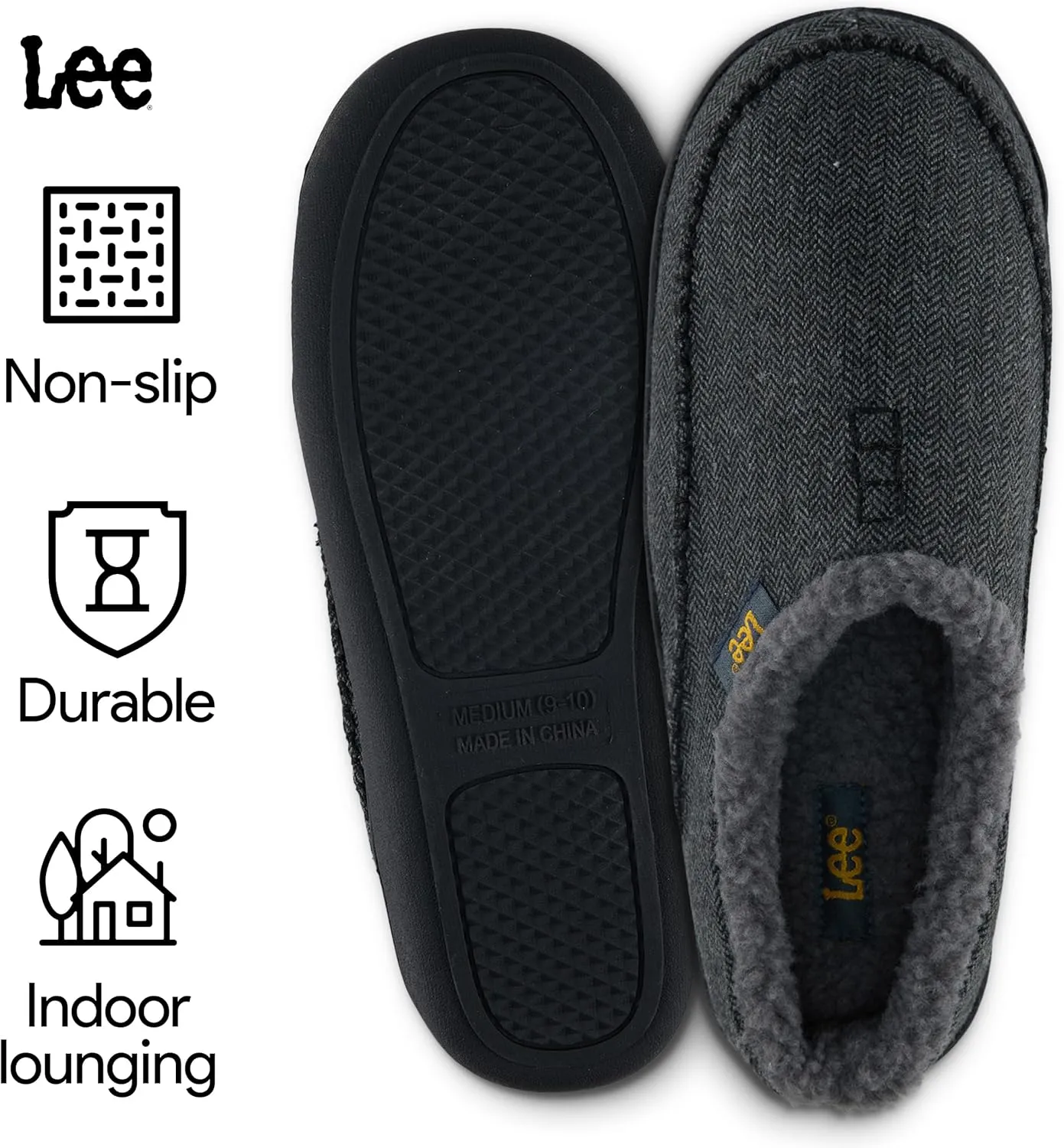 Lee Mens Slippers Gifts for Men House Slippers for Men Slip On Sherpa Fur Indoor Outdoor Casual Cozy