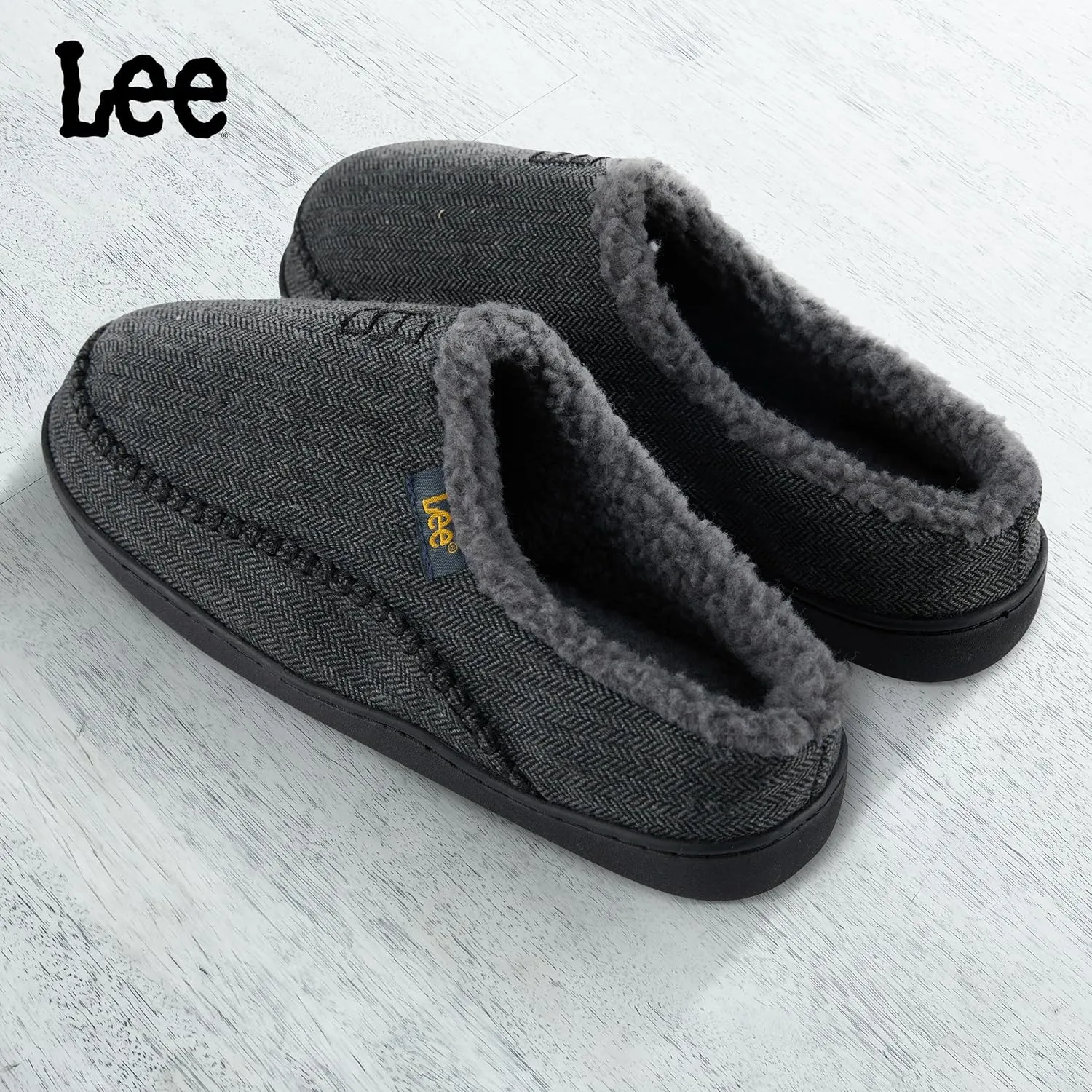 Lee Mens Slippers Gifts for Men House Slippers for Men Slip On Sherpa Fur Indoor Outdoor Casual Cozy