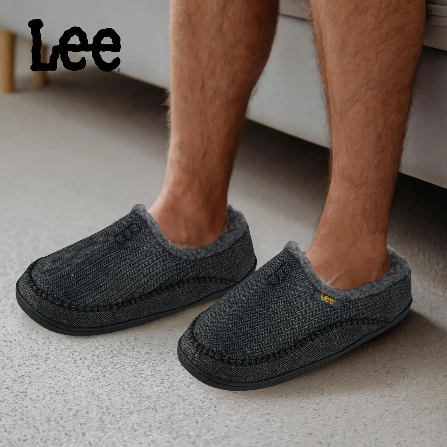 Lee Mens Slippers Gifts for Men House Slippers for Men Slip On Sherpa Fur Indoor Outdoor Casual Cozy