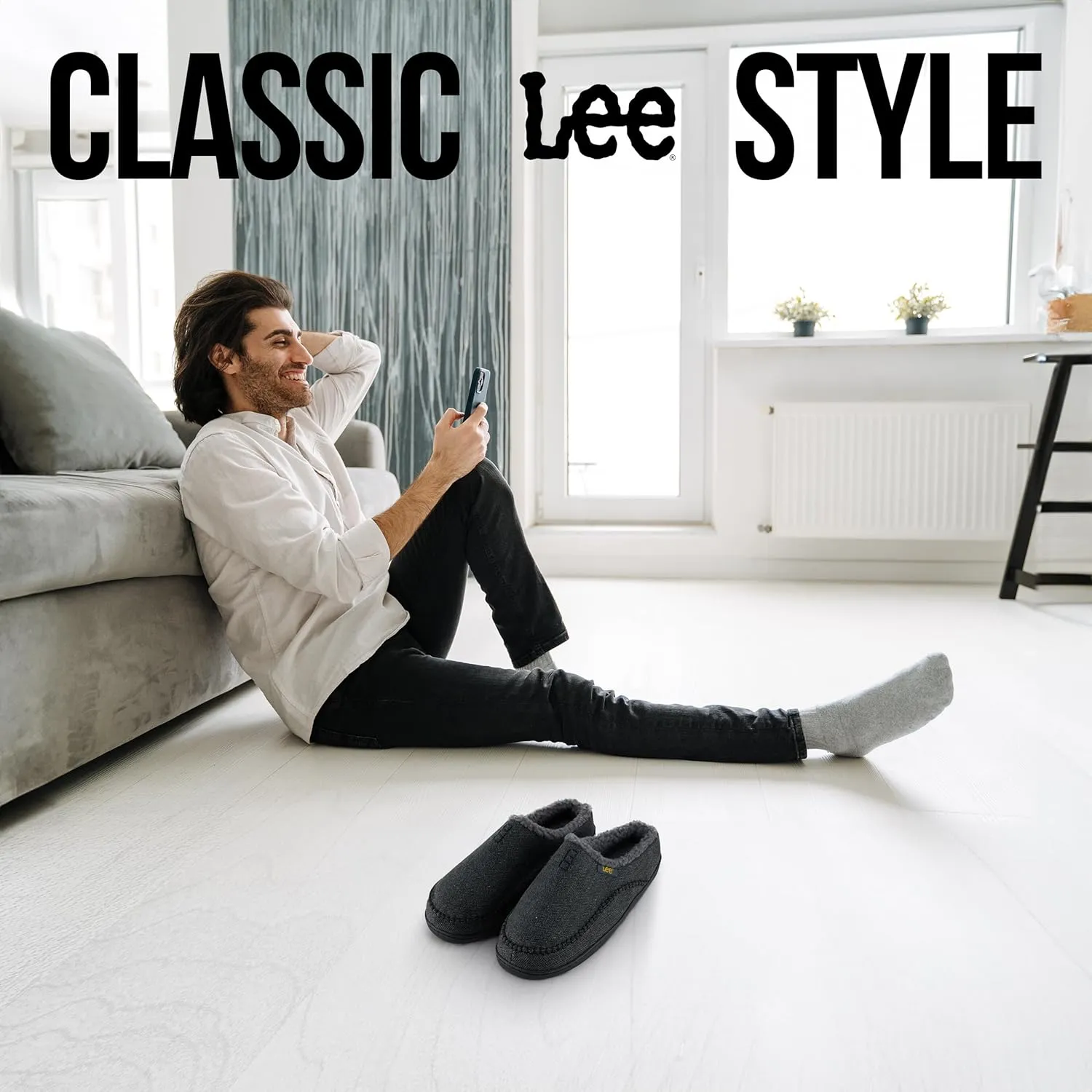 Lee Mens Slippers Gifts for Men House Slippers for Men Slip On Sherpa Fur Indoor Outdoor Casual Cozy