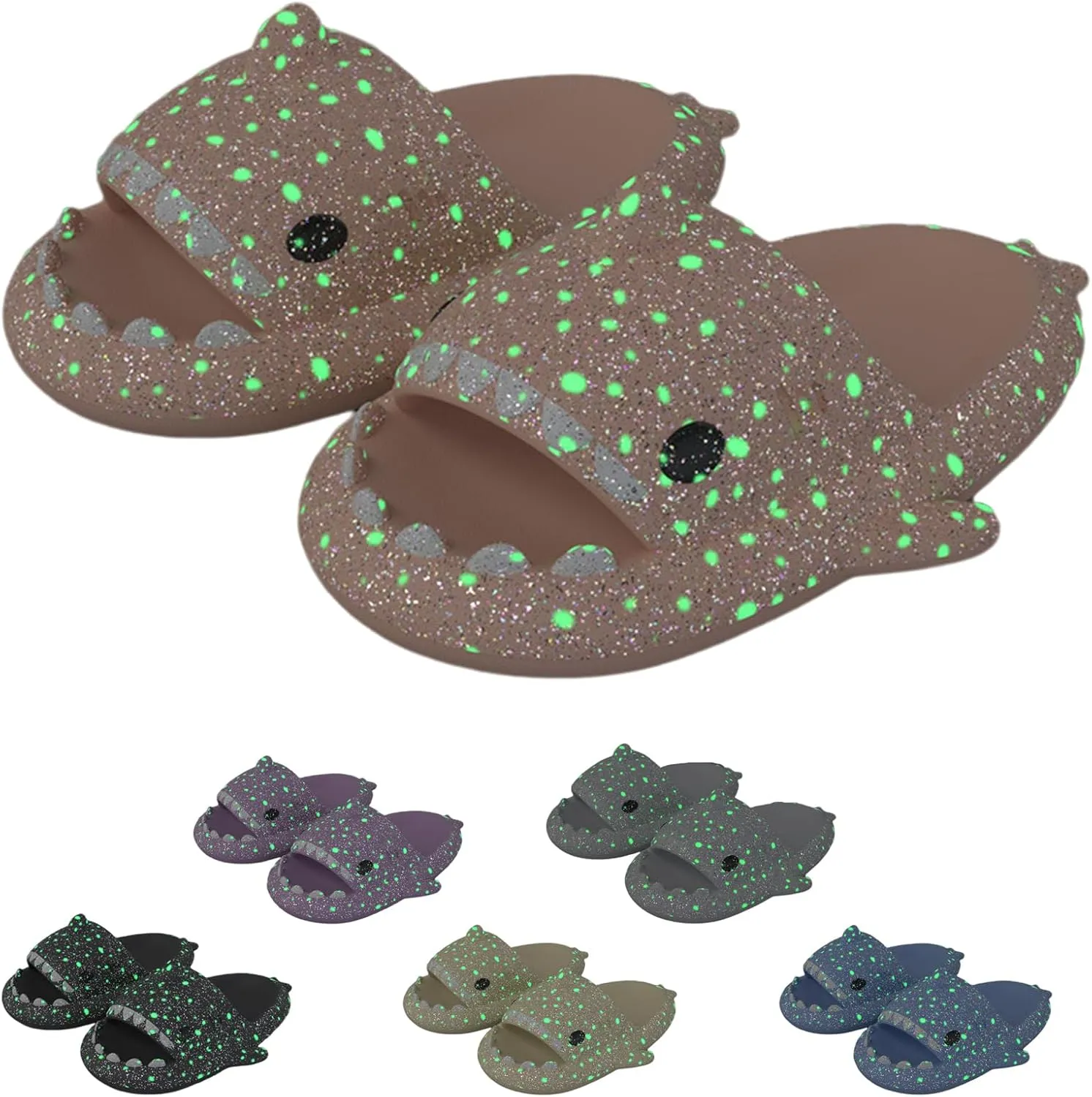 LELEBEAR Galaxy Shark Slides, Shark Slippers Thick Cloud Summer Beach Women Men Shoes
