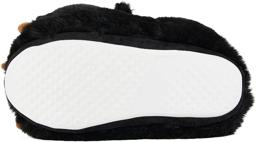LEMZONE Fuzzy Animal Slippers for Women Cute Warm Furry Bear Paw Funny House Slippers with Non-skid Bottoms