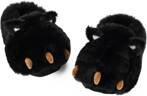 LEMZONE Fuzzy Animal Slippers for Women Cute Warm Furry Bear Paw Funny House Slippers with Non-skid Bottoms