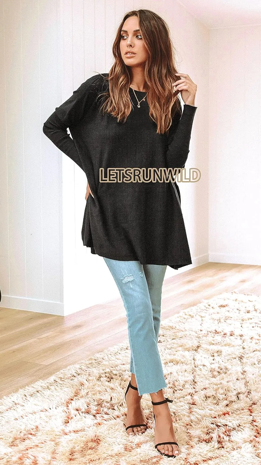 LETSRUNWILD Tunic Tops to Wear with Leggings Fall Dressy Long Sleeve Oversized Sweaters T Shirts for Women
