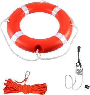 Life Ring for Boating Safety - 23" and 28" Boat Safety Throw Rings with Reflective Strip and Grab Lines (2 Color)