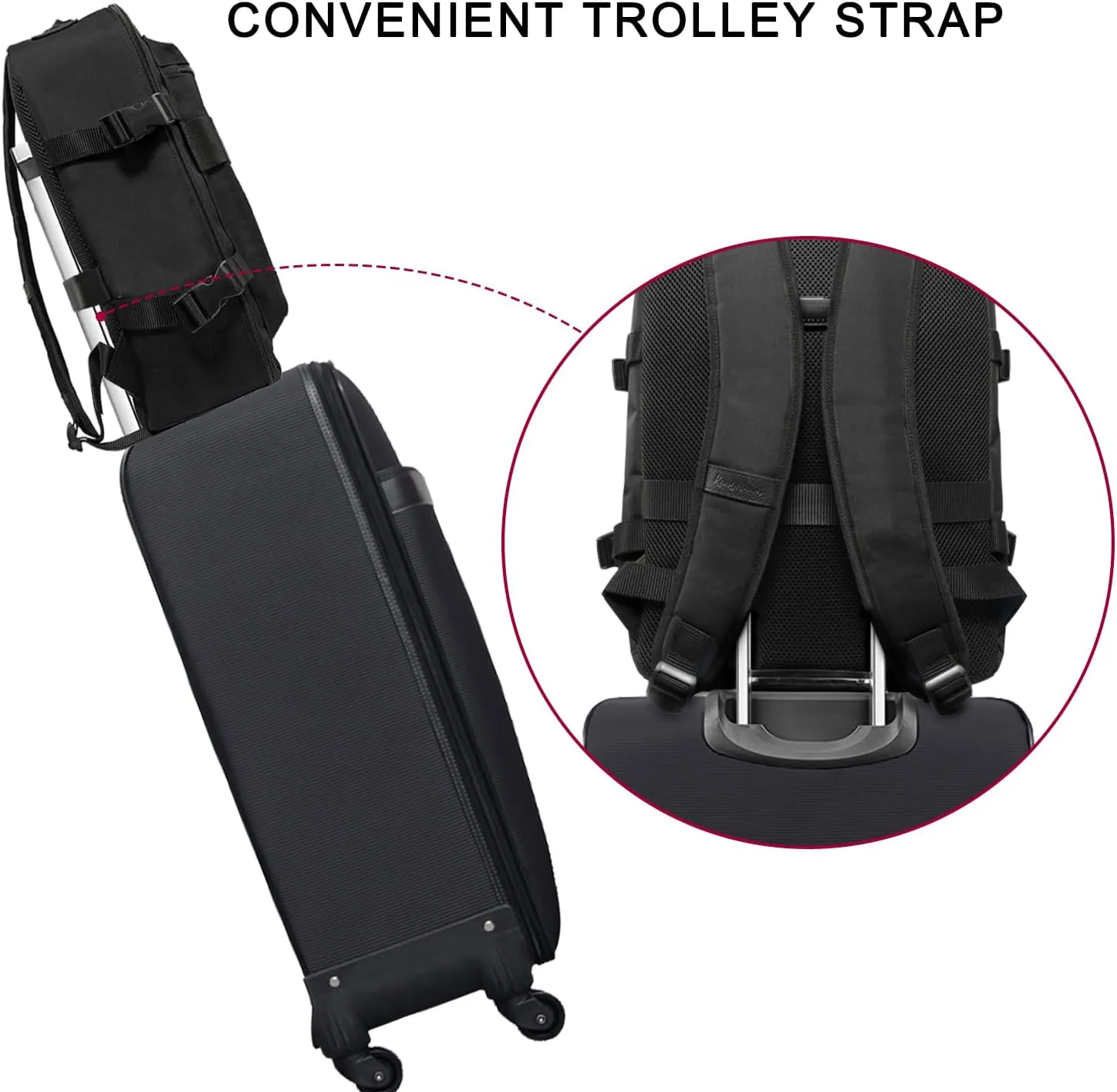 Lightweight Travel Backpack Hiking Daypack Laptop Bookbag, 17L Carry-on Personal Item Weekender Overnight Bag Unisex, All Black