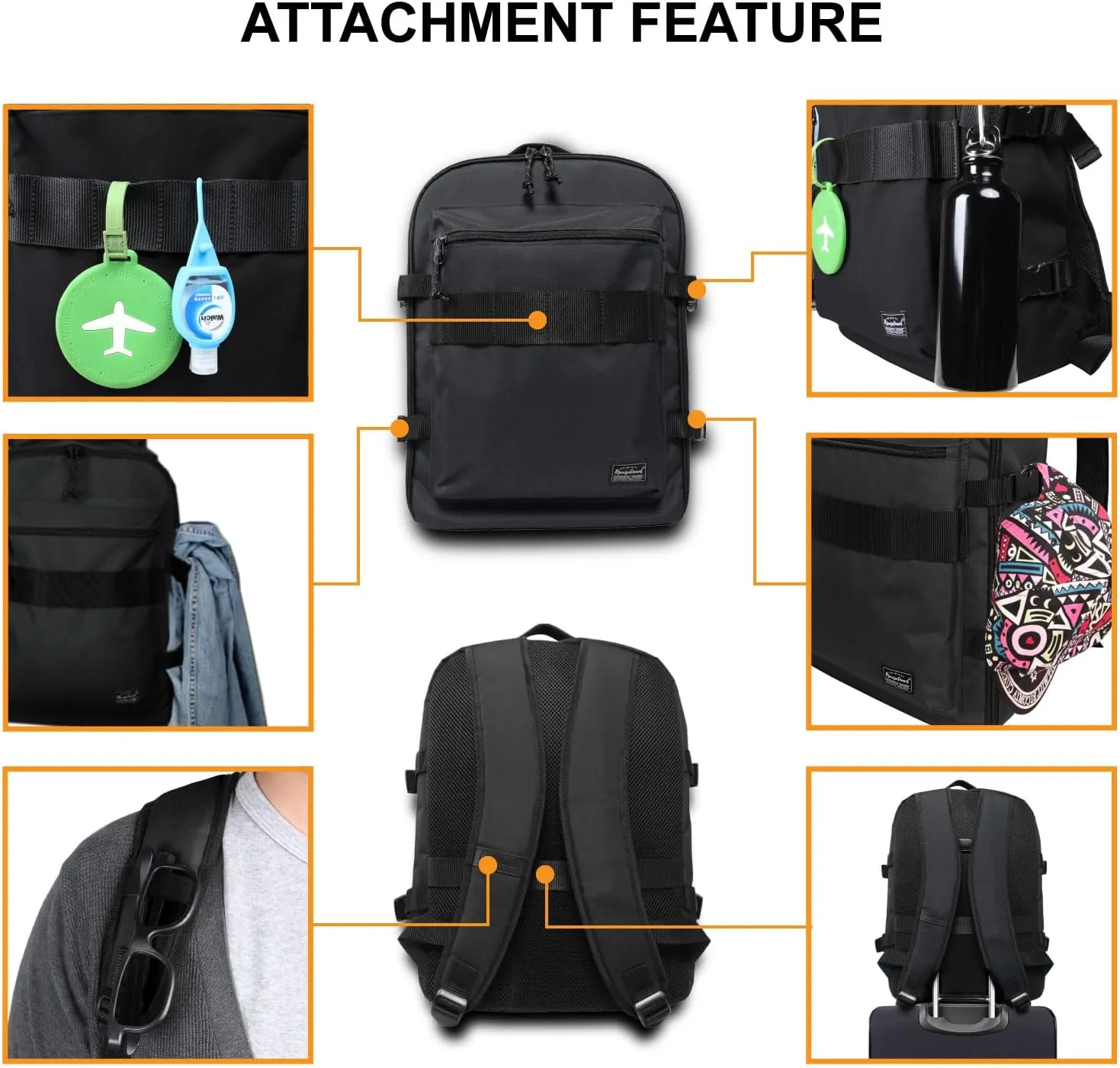 Lightweight Travel Backpack Hiking Daypack Laptop Bookbag, 17L Carry-on Personal Item Weekender Overnight Bag Unisex, All Black