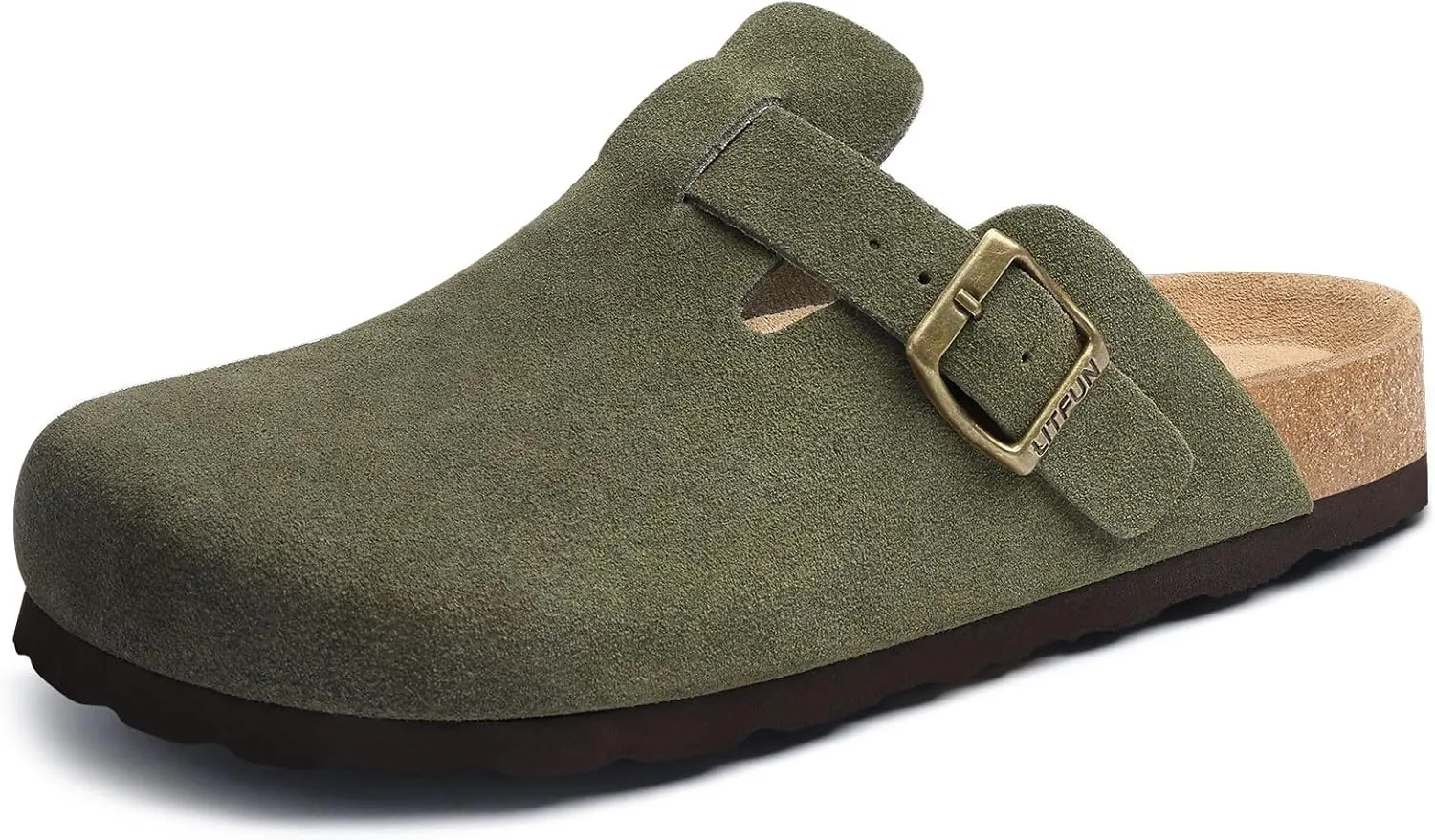 Litfun Women's Genuine Suede Clogs Soft Footbed Leather Potato Shoes Comfort Slip On Clogs with Arch Support