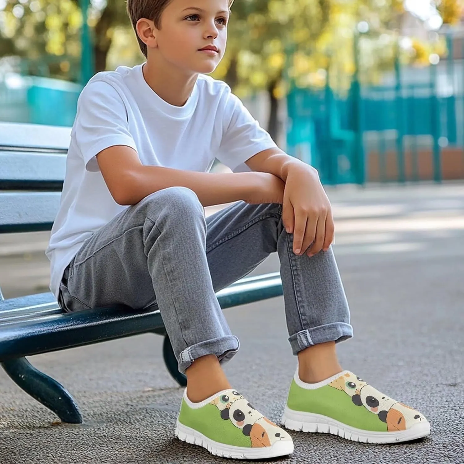 Little Kids Slip On Walking Shoes Breathable Athletic Fitness Shoe Light Elastic Sneakers for Indoor Outdoor Size 11-15 White Sole
