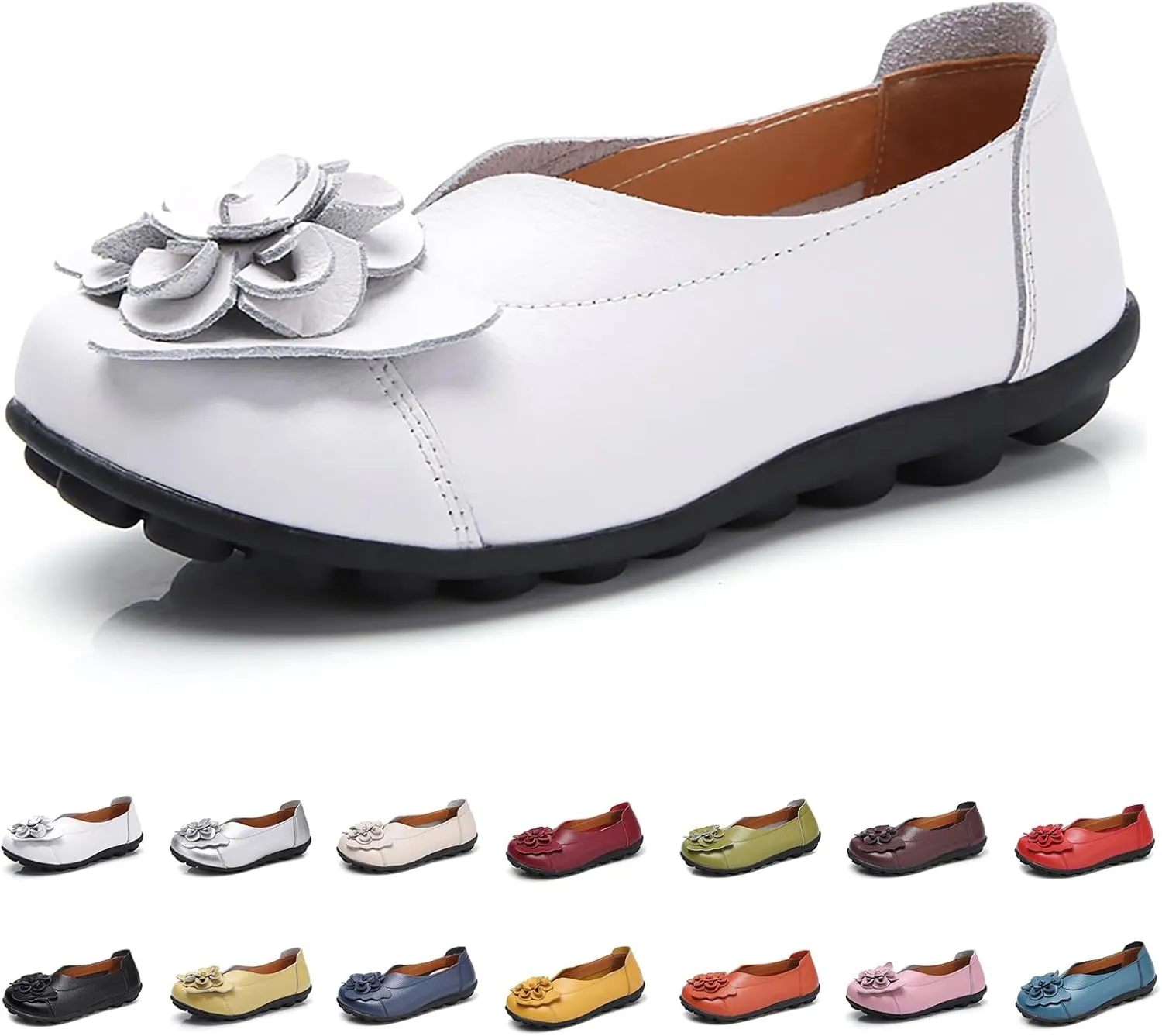 Loafers for Women Comfort Flowers Slip on Soft Sole Flat Lightweight Closed Toe Moccasins Driving Flats Casual Work Office Shoes