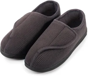 LongBay Men's Memory Foam Diabetic Slippers Comfy Warm Plush Fleece Arthritis Edema Swollen House Shoes