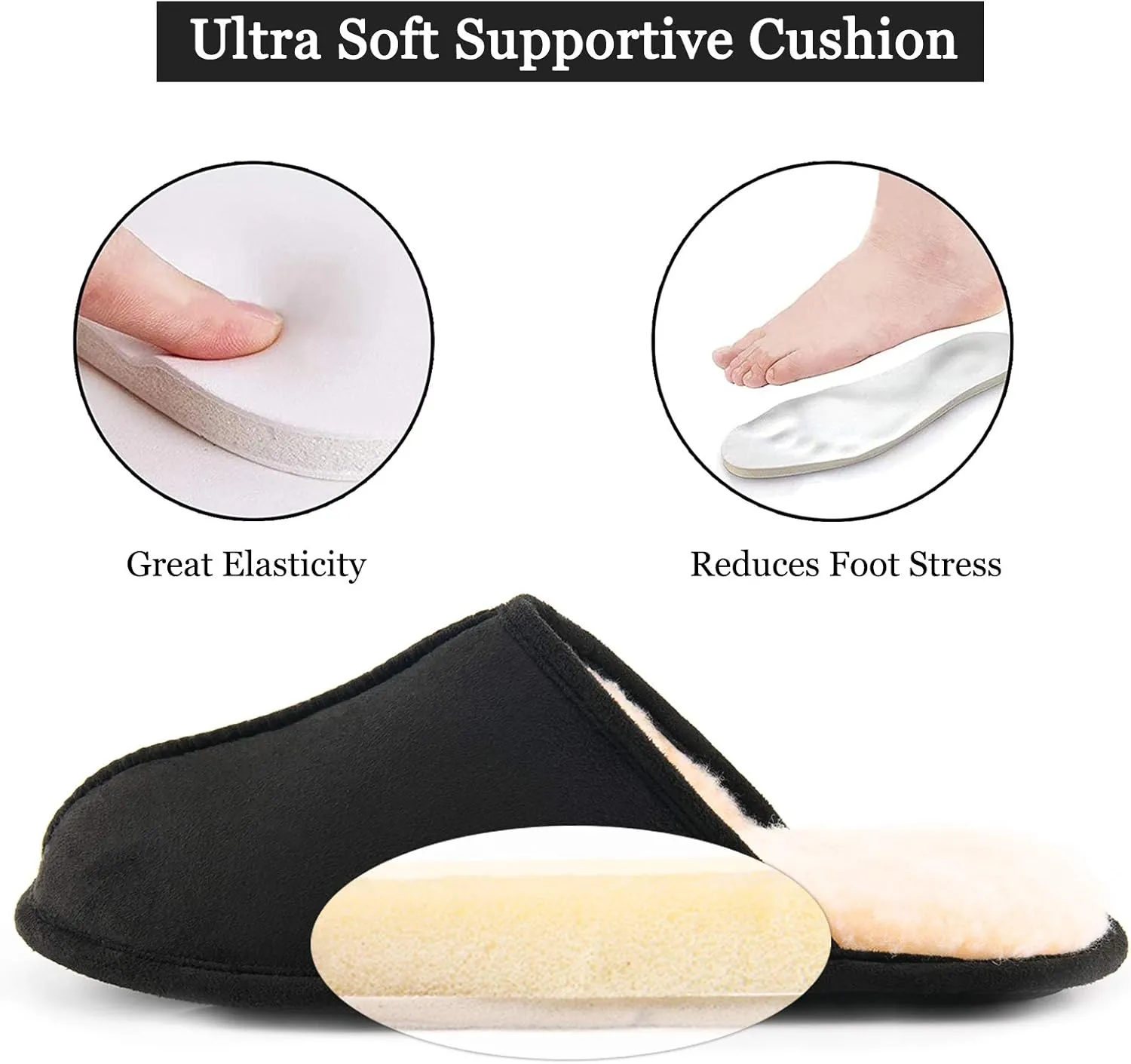 LORDFON Mens-Memory-Foam-Slip-On-House-Slippers Closed Toe Scuff Indoor Home Slipper for Men Comfy Cozy Soft Non-Slip Bedroom Slippers Houseshoes
