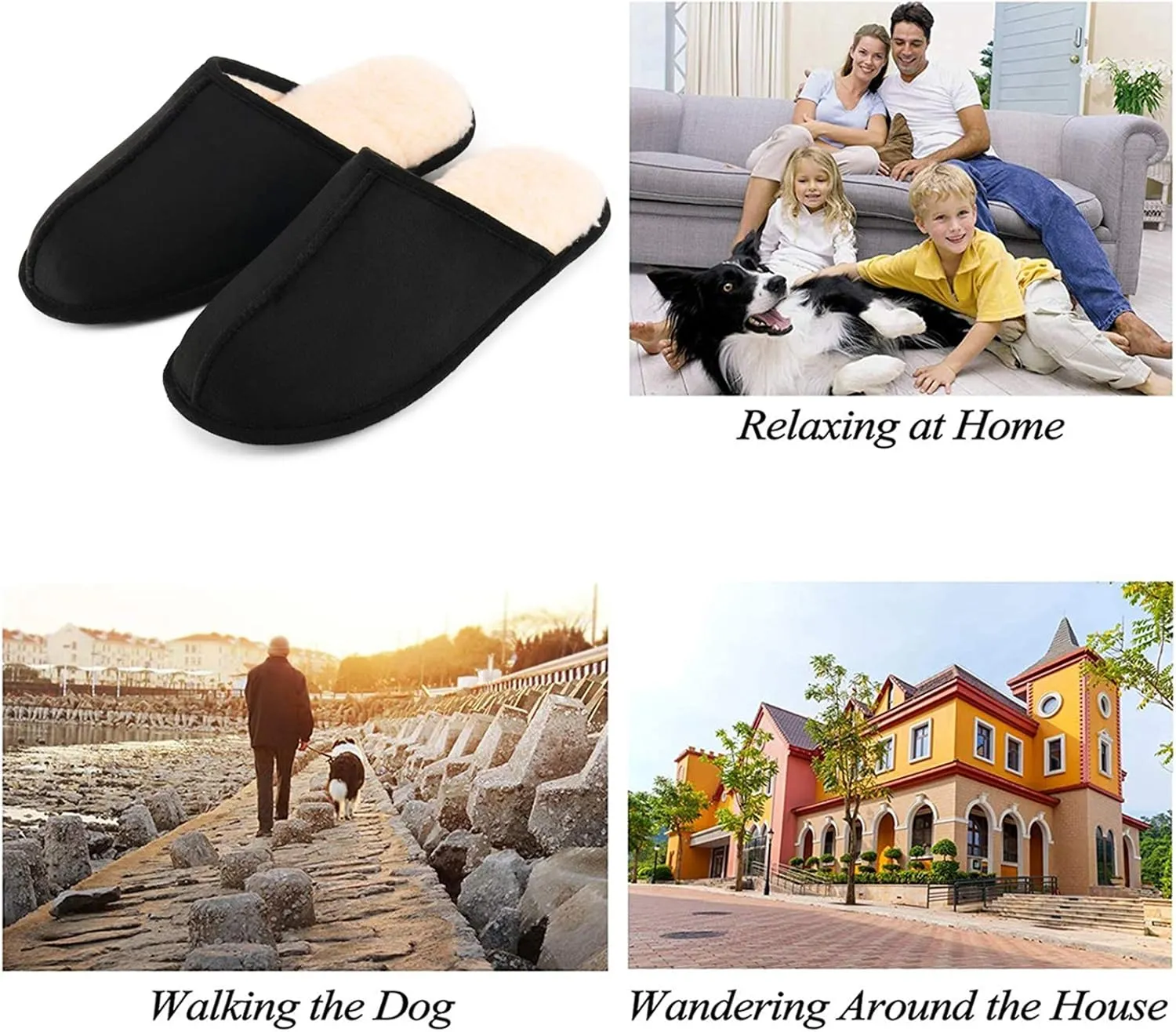 LORDFON Mens-Memory-Foam-Slip-On-House-Slippers Closed Toe Scuff Indoor Home Slipper for Men Comfy Cozy Soft Non-Slip Bedroom Slippers Houseshoes